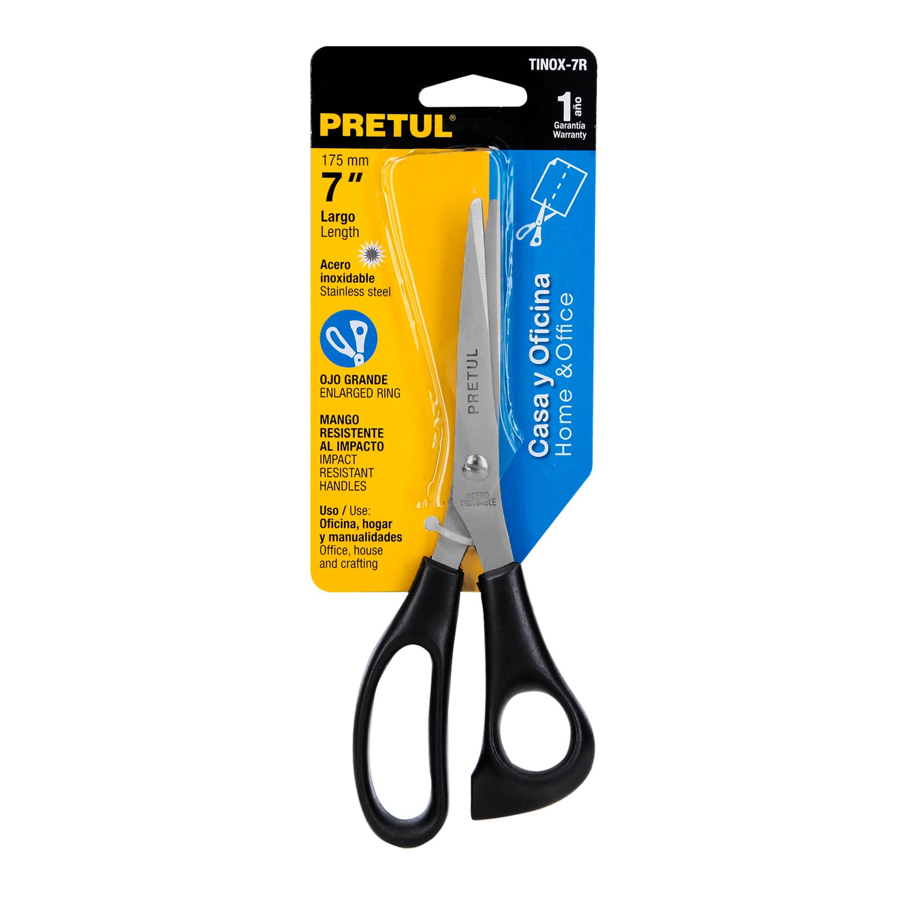 Tijera 7" para casa y oficina, de acero inoxidable, PRETUL