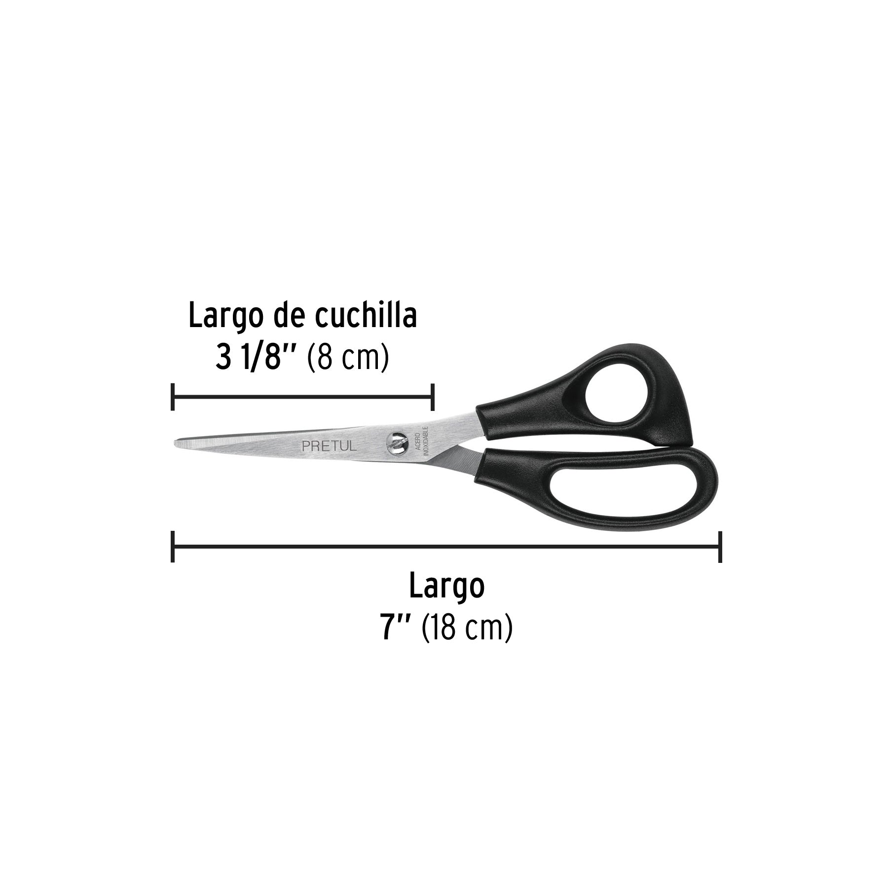 Tijera 7" para casa y oficina, de acero inoxidable, PRETUL