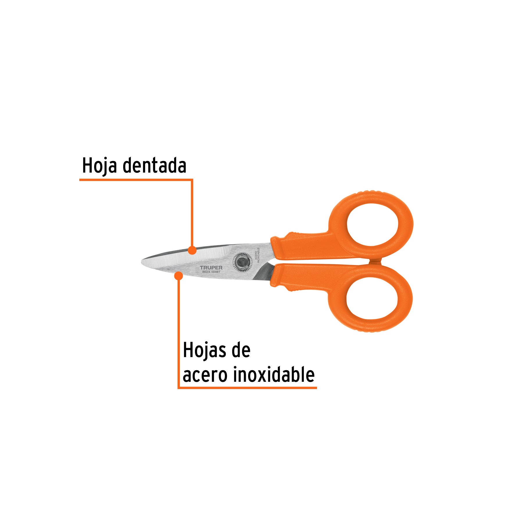 Tijera 5-1/2" para electricista, acero inoxidable, TRUPER
