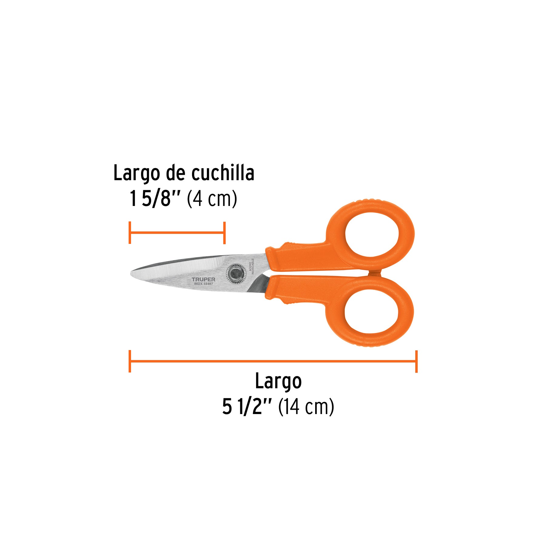 Tijera 5-1/2" para electricista, acero inoxidable, TRUPER
