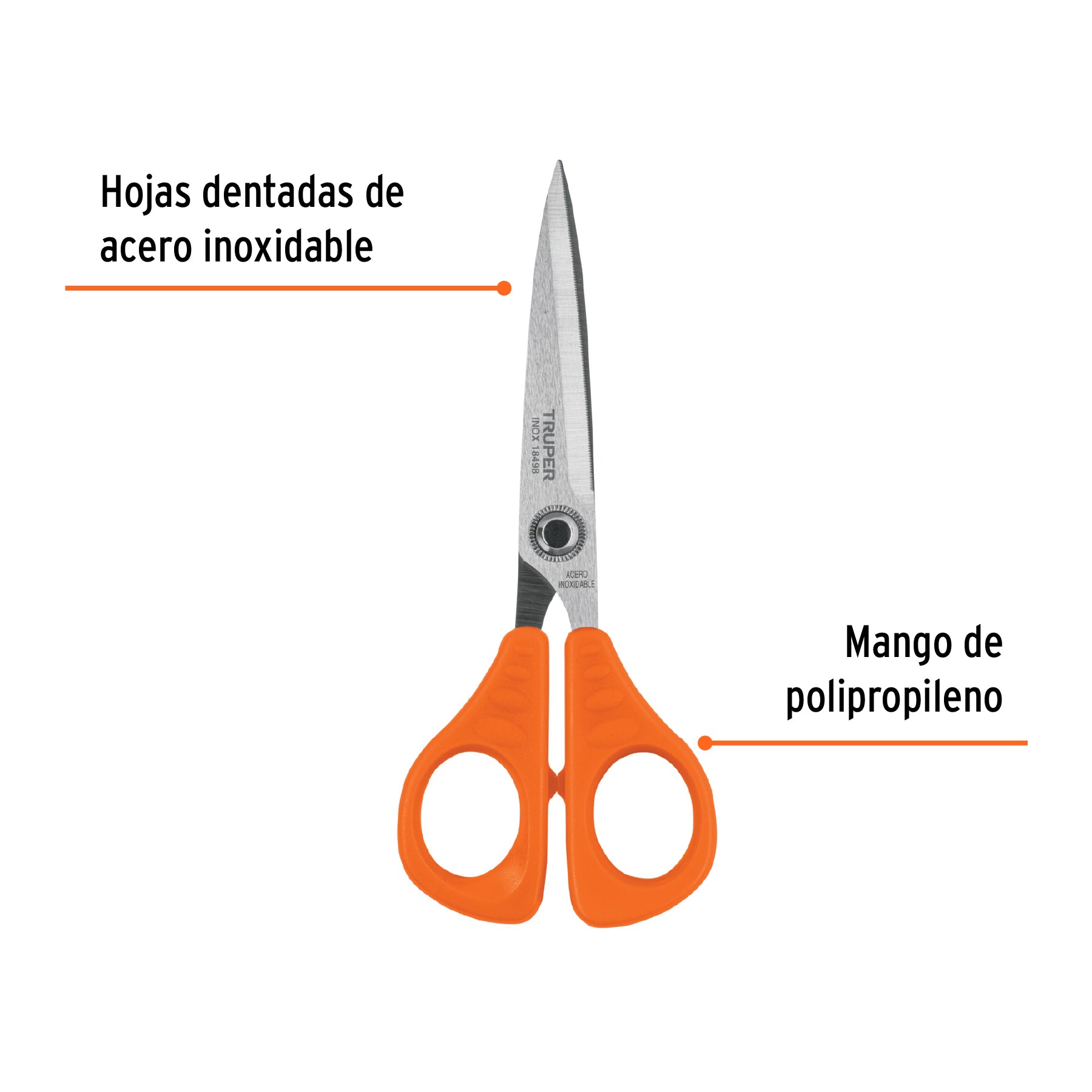 Tijera 6-1/2" para oficina, de acero inoxidable, TRUPER