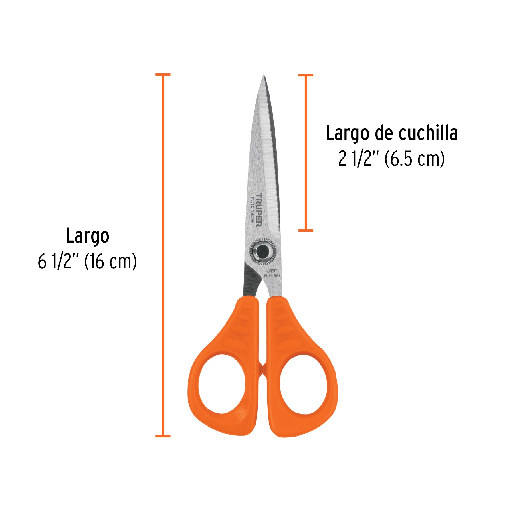 Tijera 6-1/2" para oficina, de acero inoxidable, TRUPER