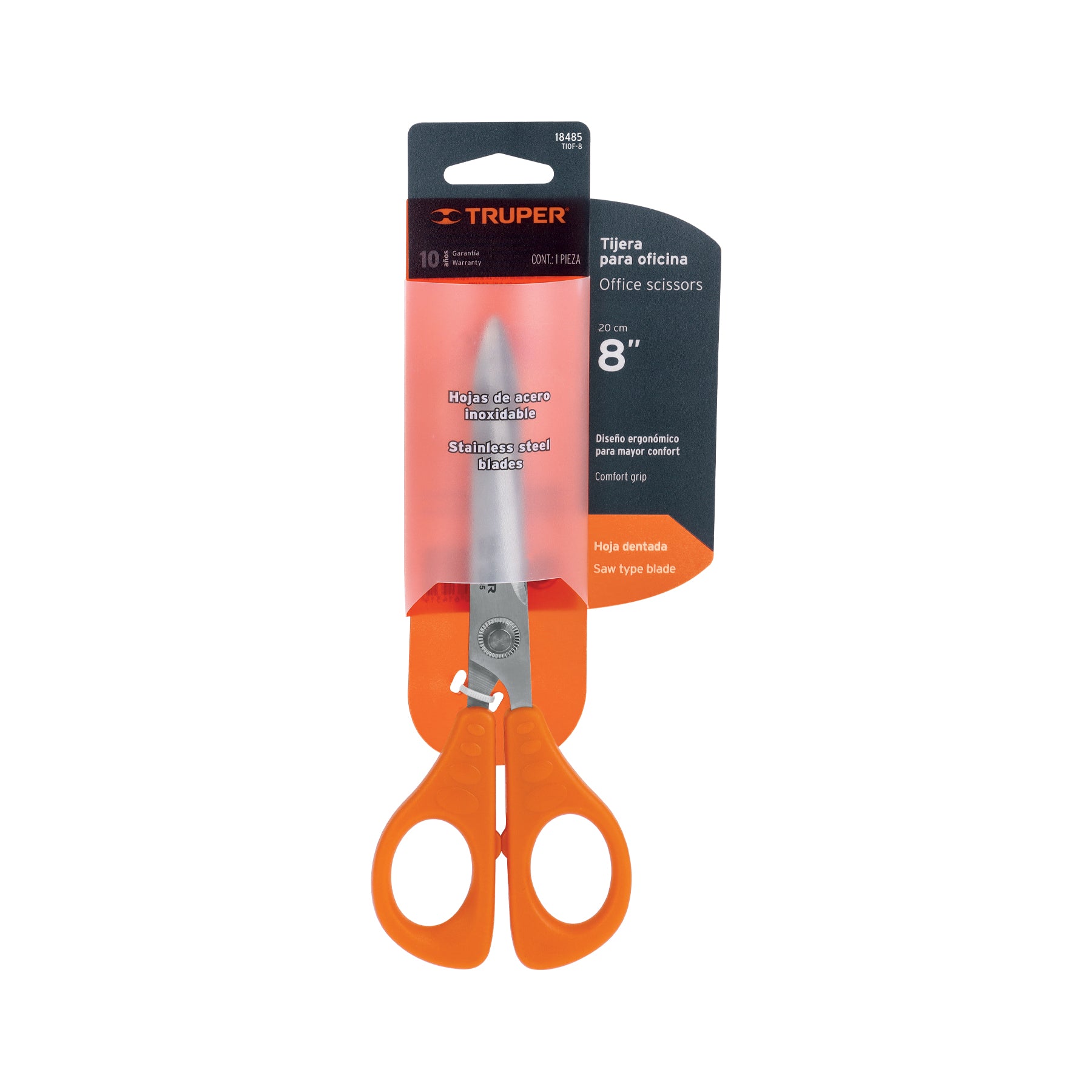 Tijera 8" para oficina, de acero inoxidable, TRUPER