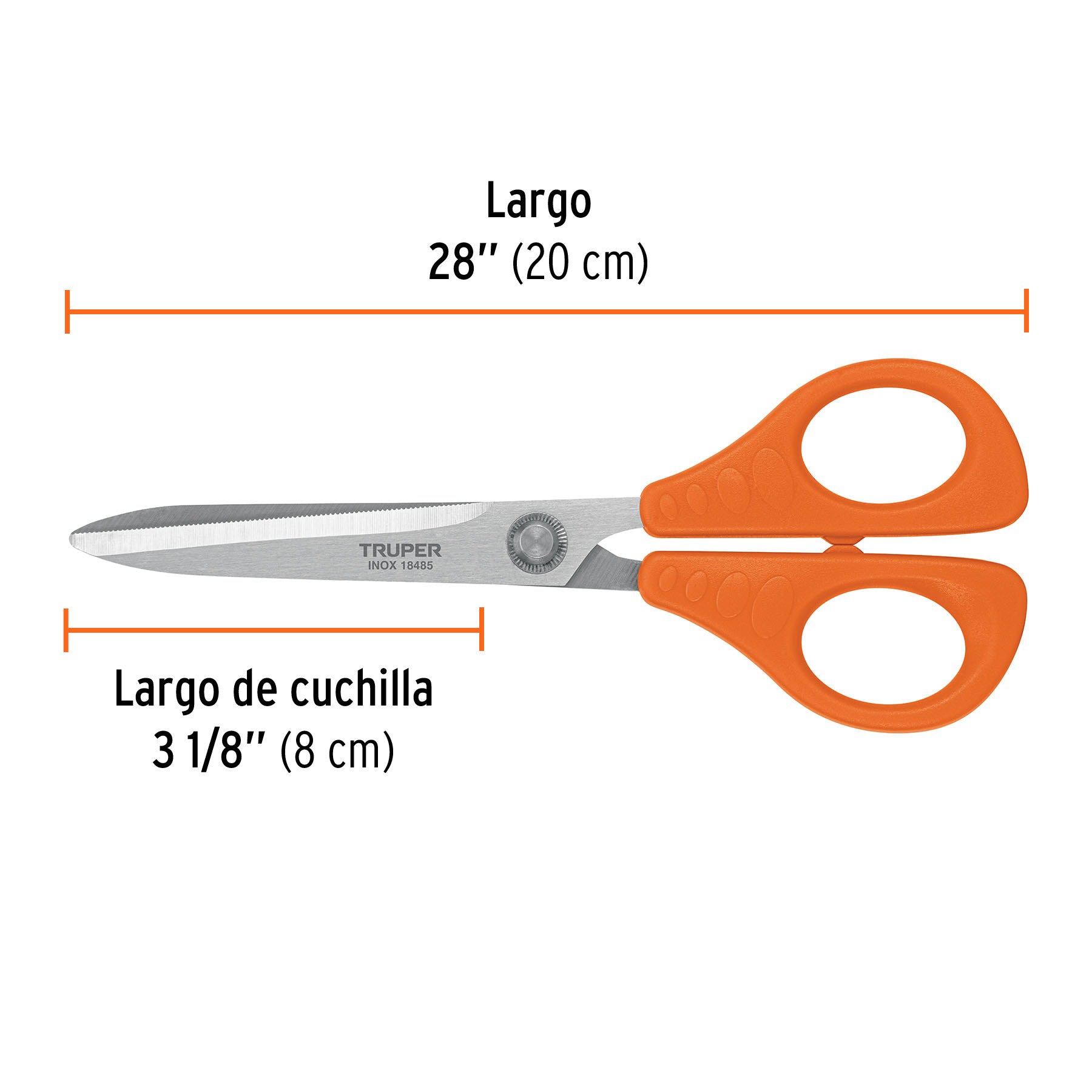 Tijera 8" para oficina, de acero inoxidable, TRUPER