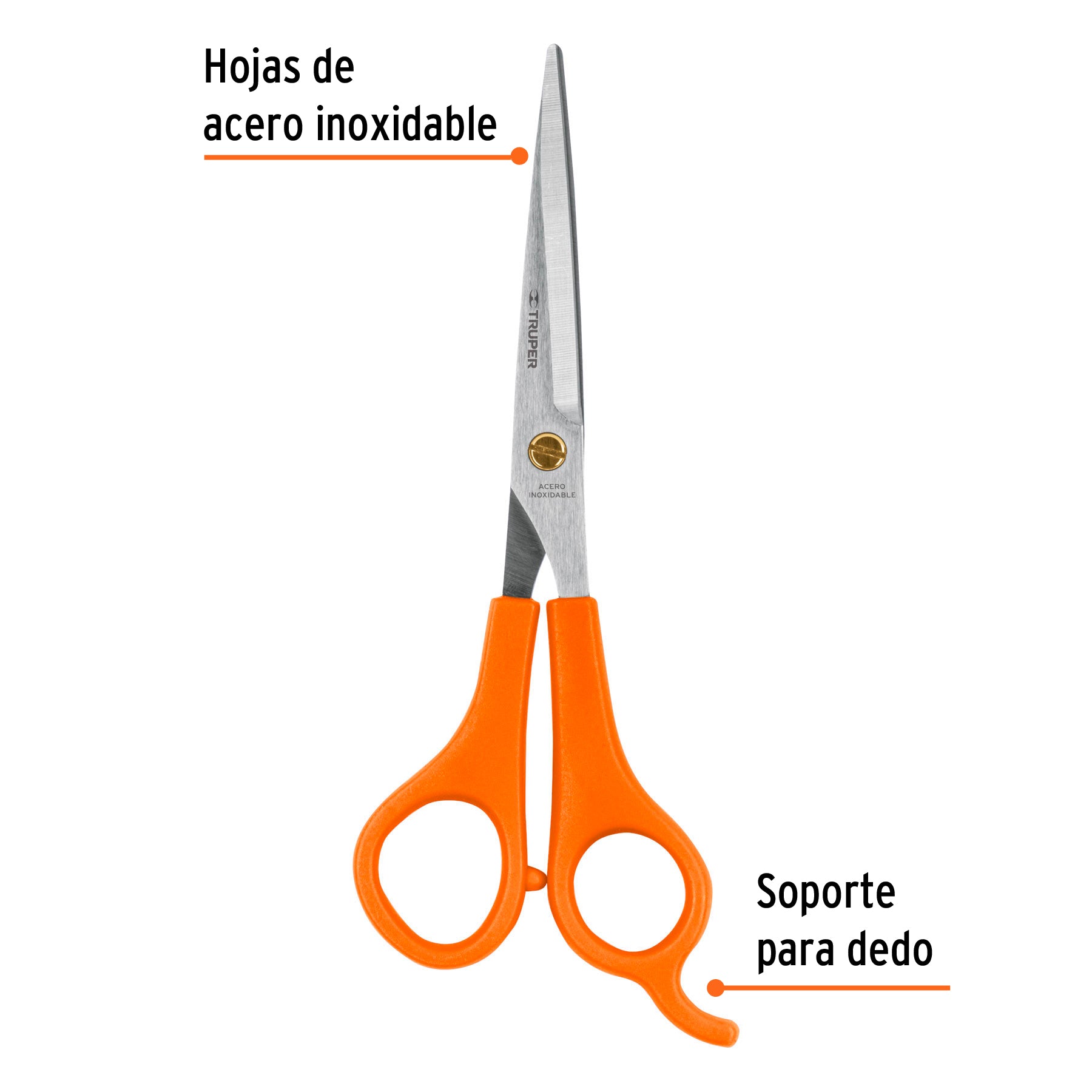 Tijera 6" estilista, con gancho, acero inoxidable, TRUPER