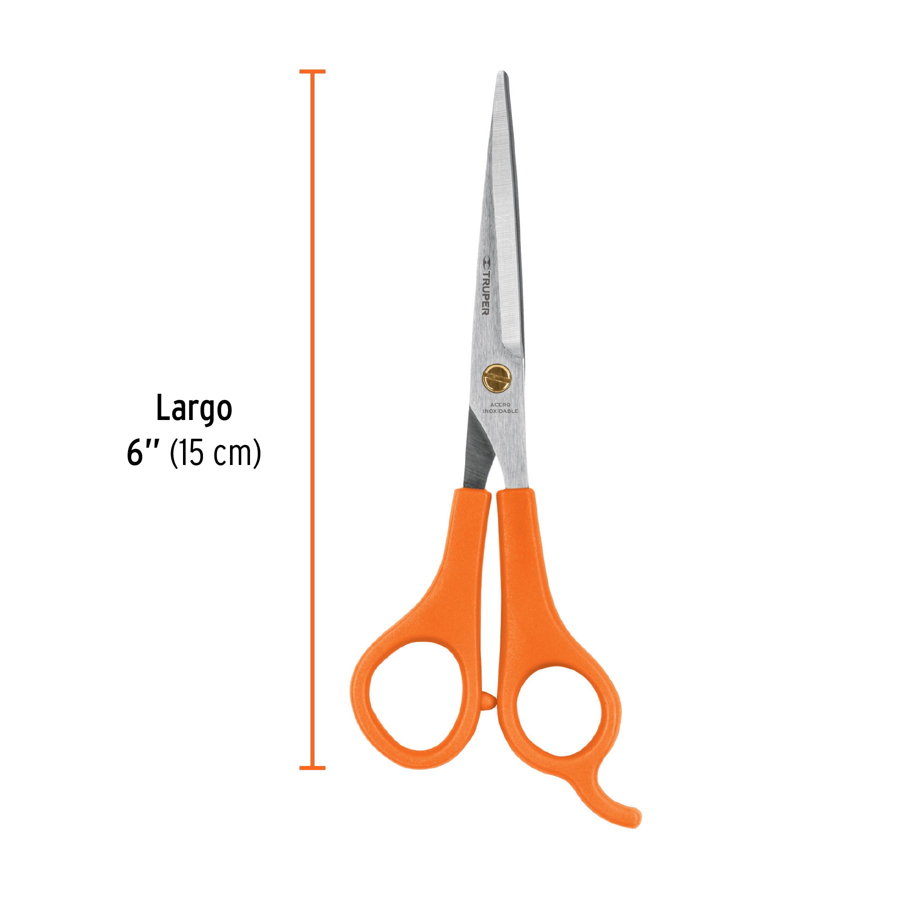 Tijera 6" estilista, con gancho, acero inoxidable, TRUPER