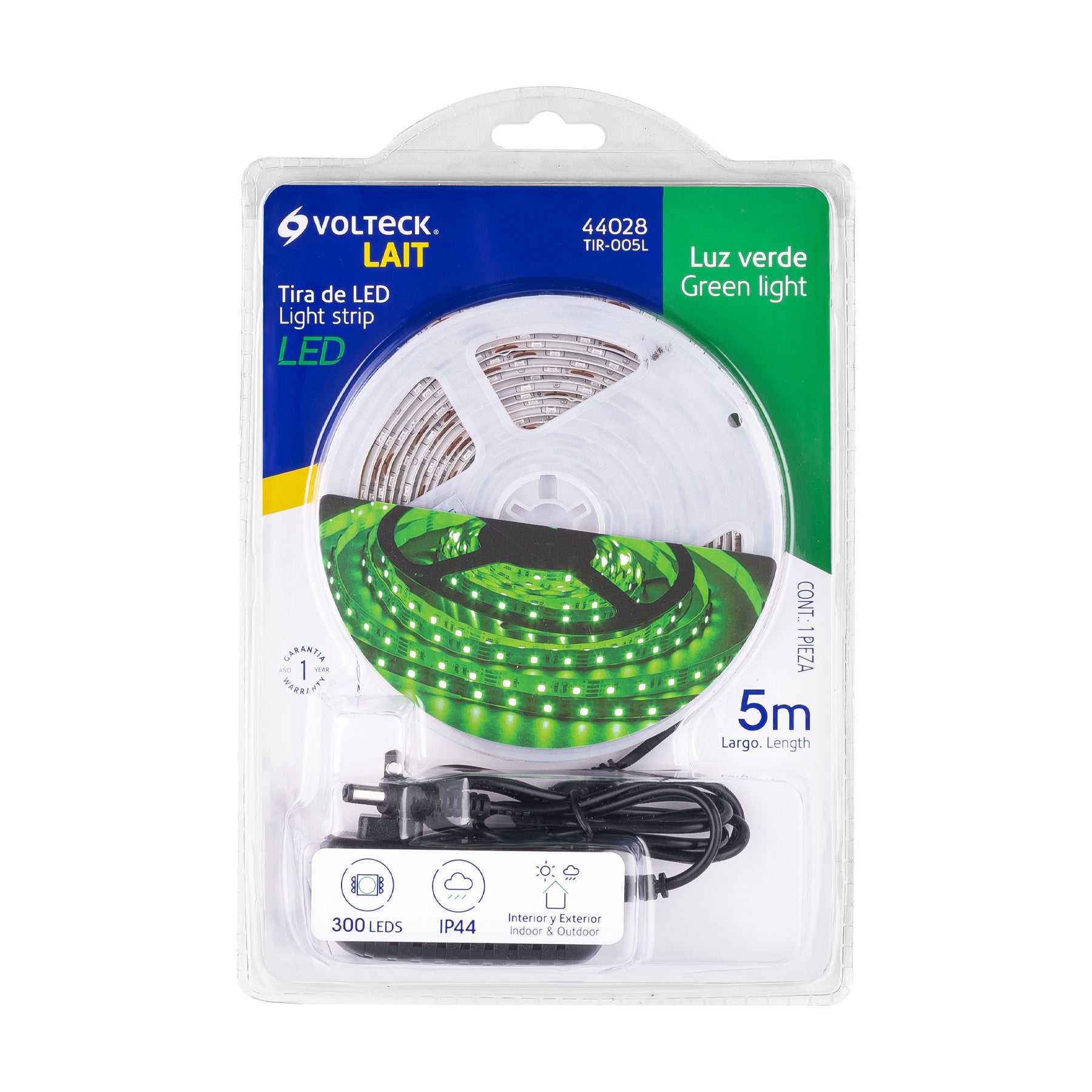 Tira LED 16 W para interior y exterior, 5 m, verde, VOLTECK