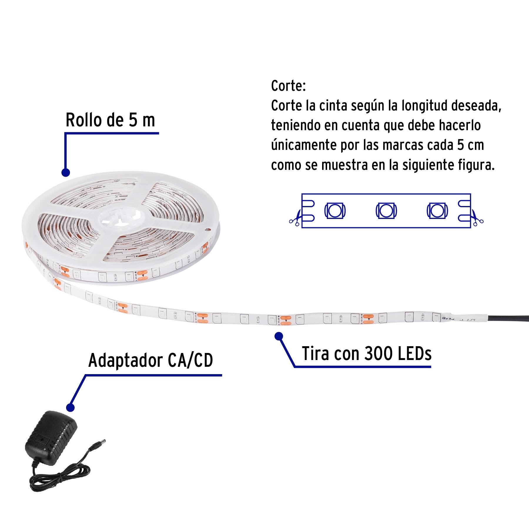 Tira LED 16 W para interior y exterior, 5 m, verde, VOLTECK