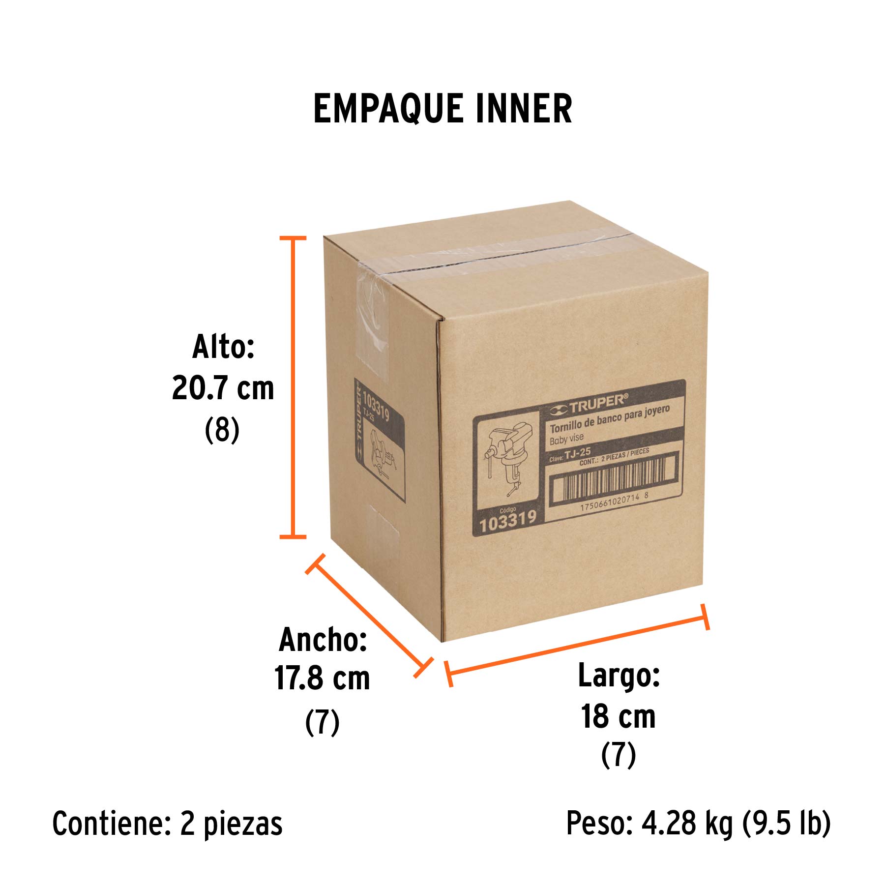 Tornillo de banco 2.5" para joyero, TRUPER - Empaque