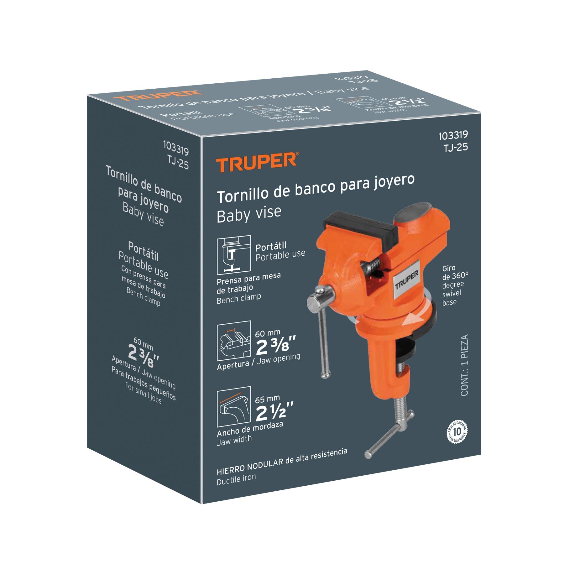 Tornillo de banco 2.5" para joyero, TRUPER