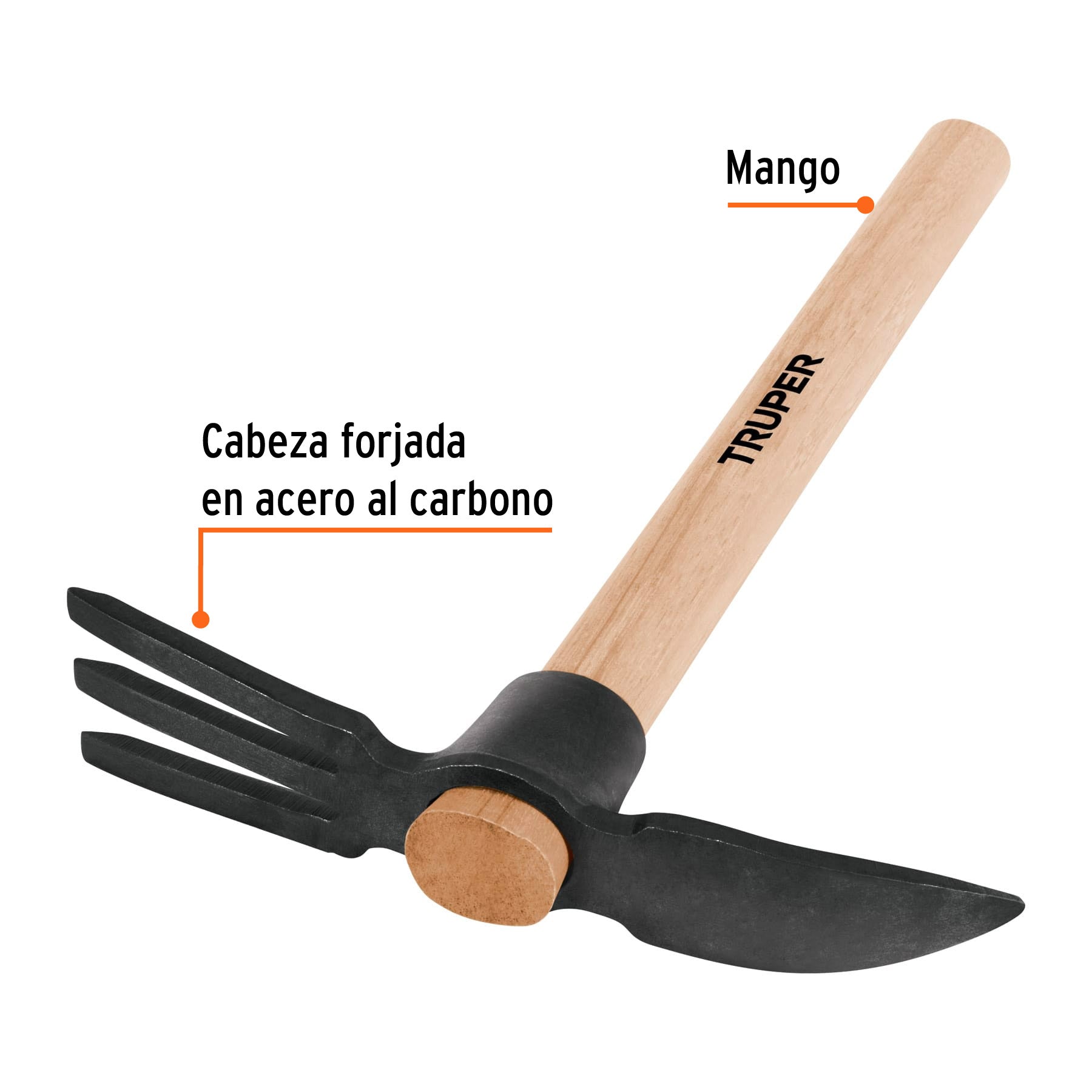 Rastrillo-pico, mango de madera 14", TRUPER