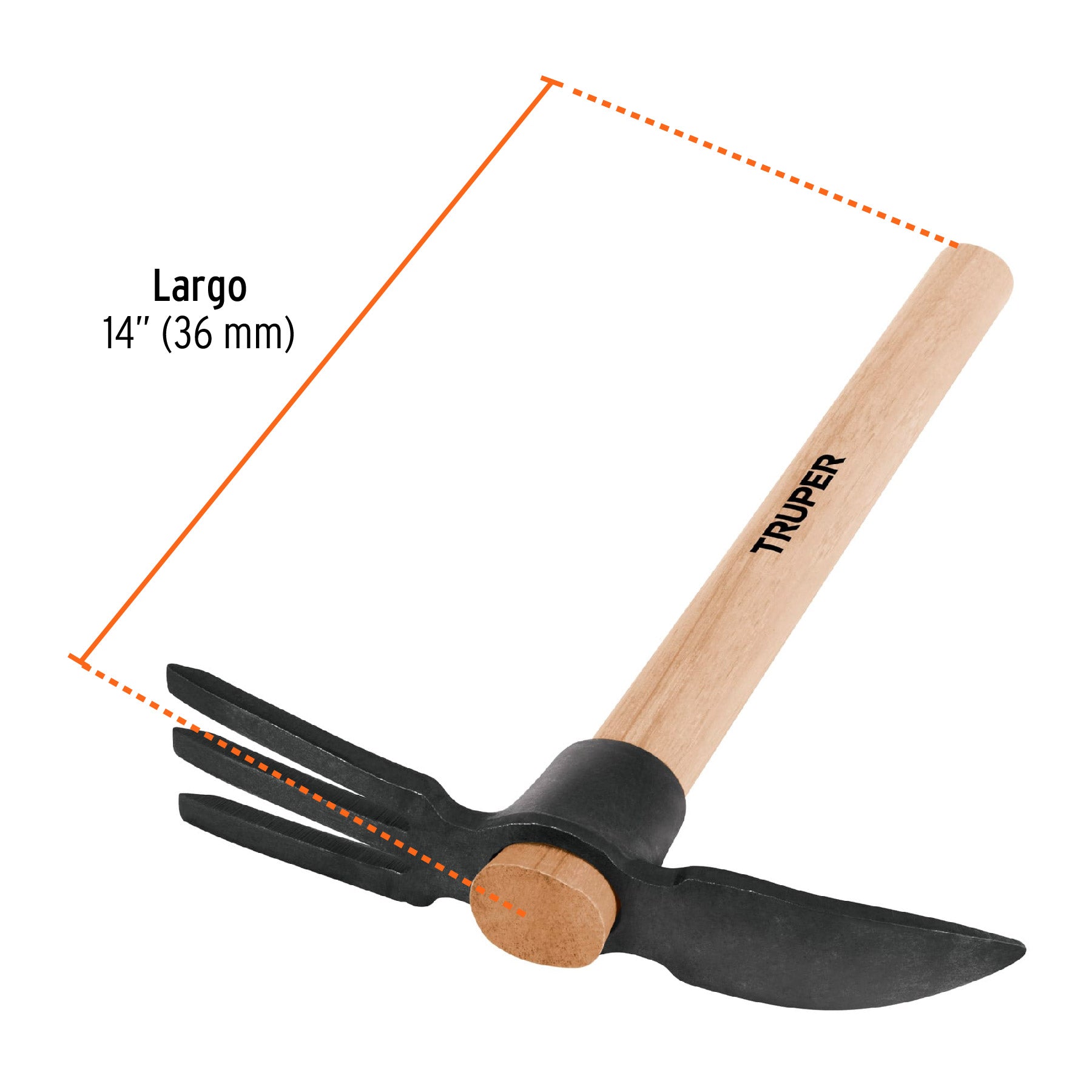 Rastrillo-pico, mango de madera 14", TRUPER