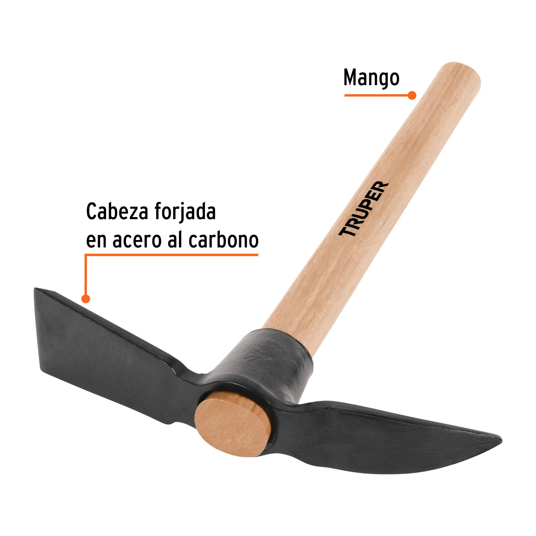Talacho-pico, mango de madera 14", TRUPER