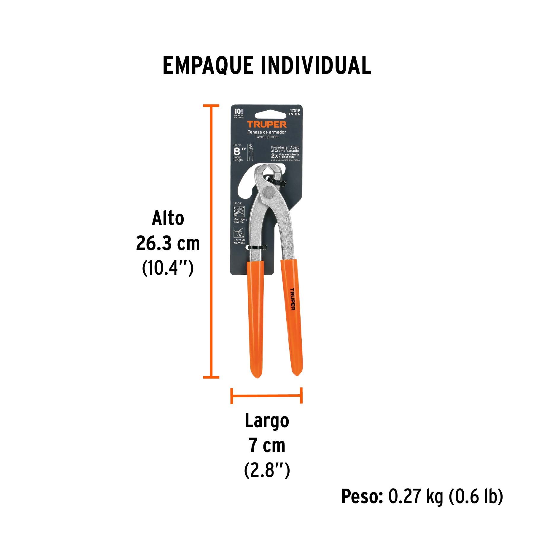 Tenaza de armador 8", TRUPER - Empaque