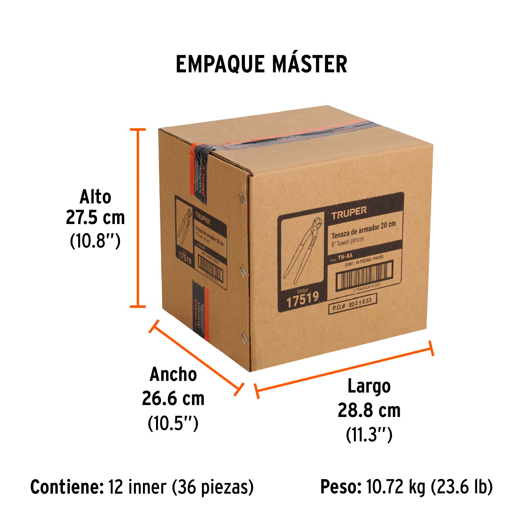 Tenaza de armador 8", TRUPER - Empaque