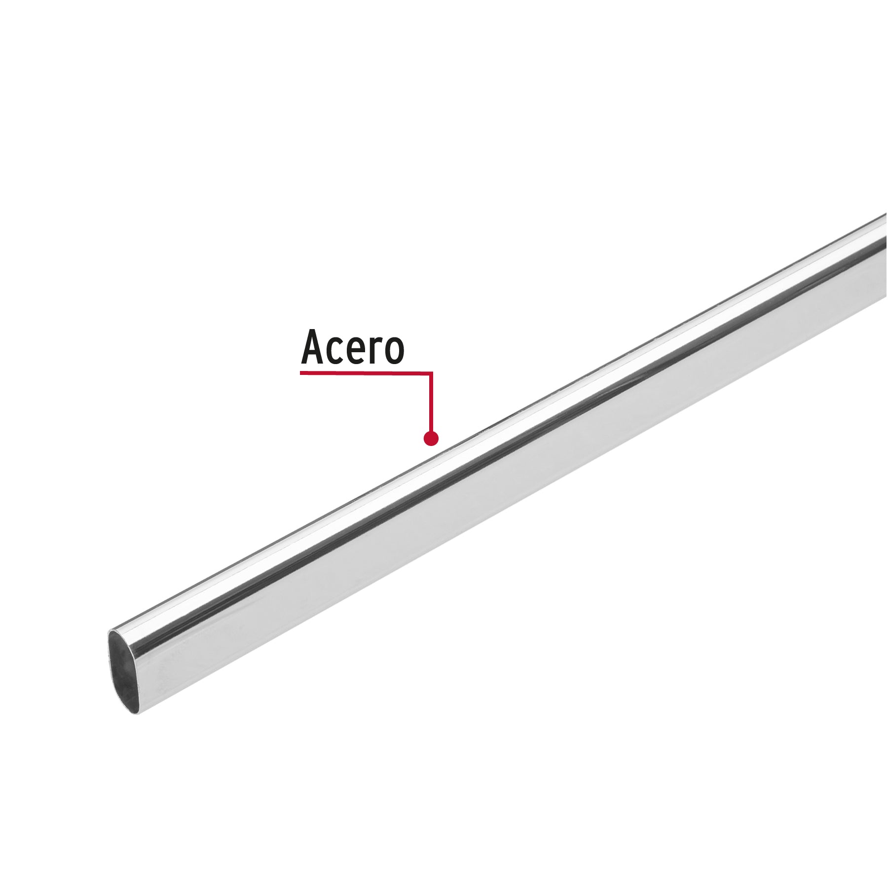 Tubo ovalado para clóset, 1.2 m, acero cromado, HERMEX