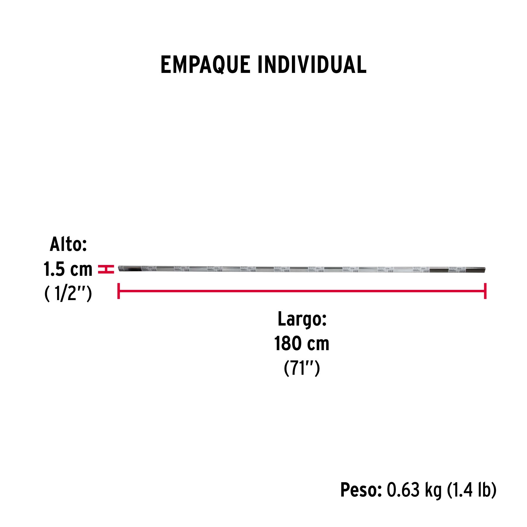 Tubo ovalado para clóset,1.8 m, acero cromado, HERMEX - Empaque