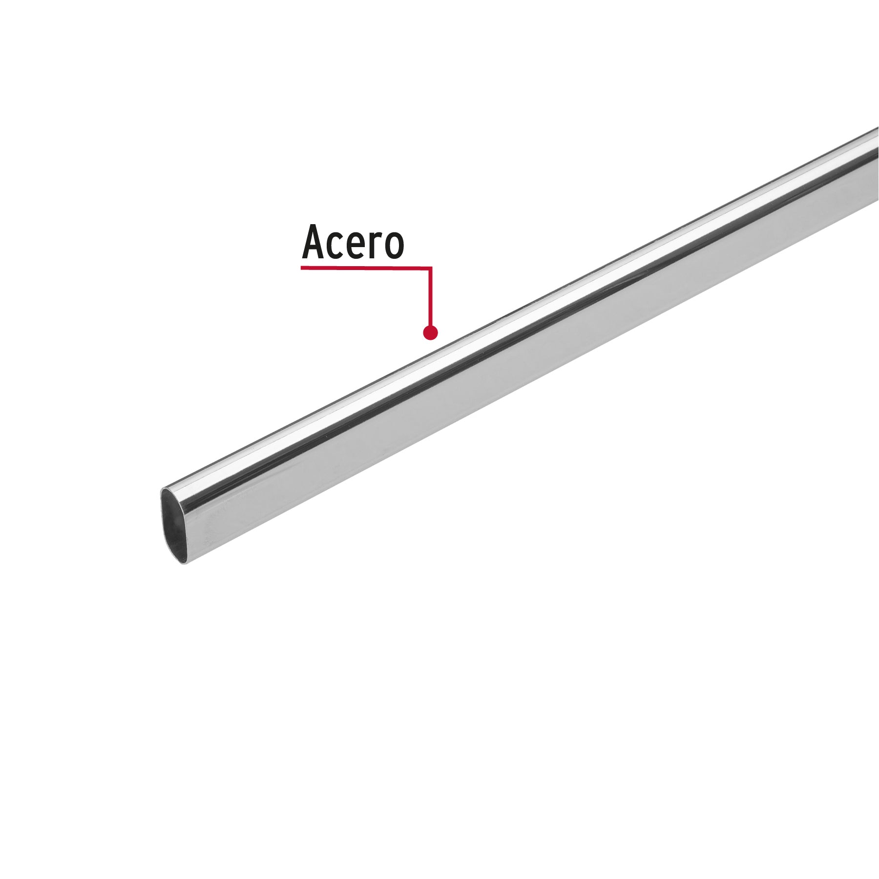 Tubo ovalado para clóset,1.8 m, acero cromado, HERMEX