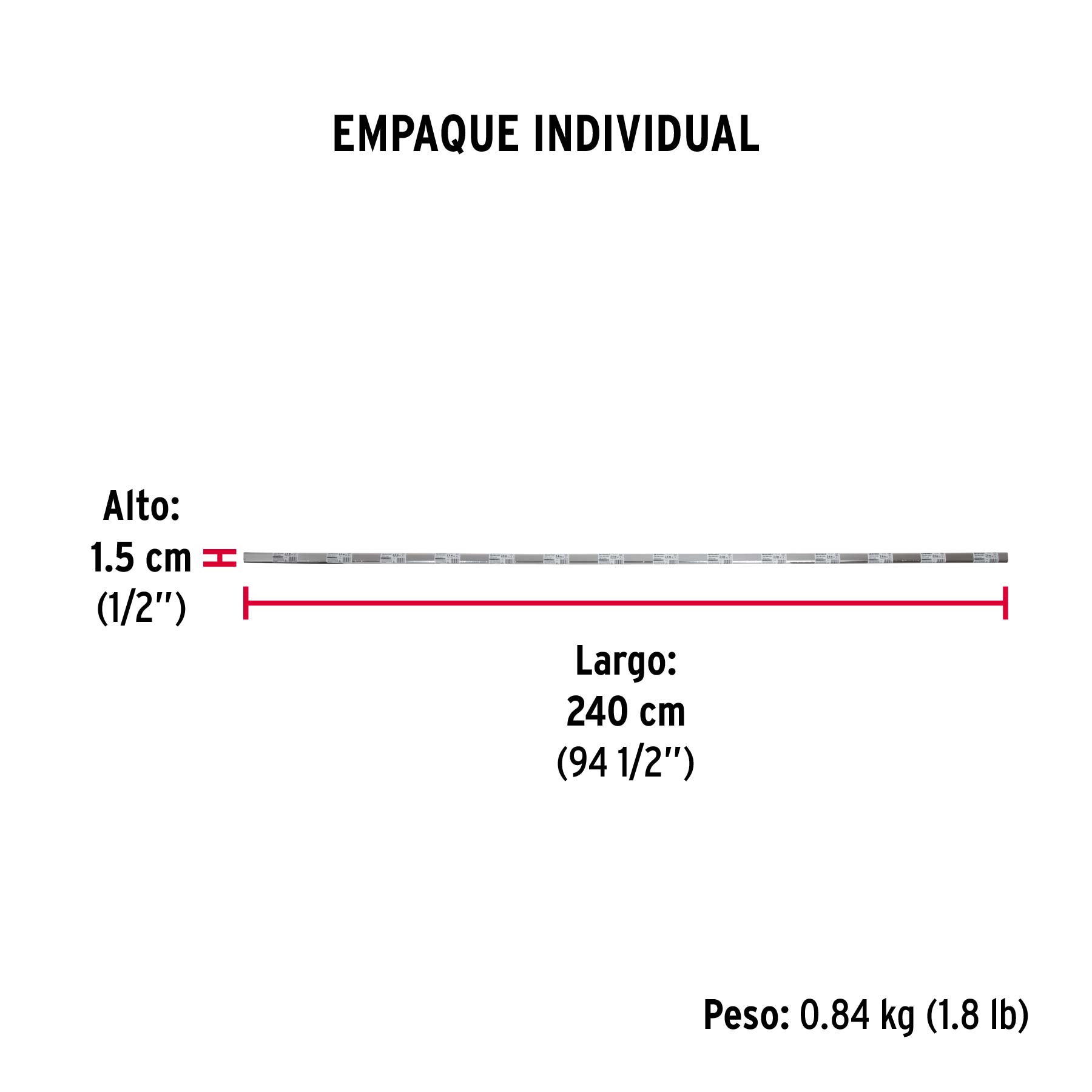 Tubo ovalado para clóset, 2.4 m, acero cromado, HERMEX - Empaque