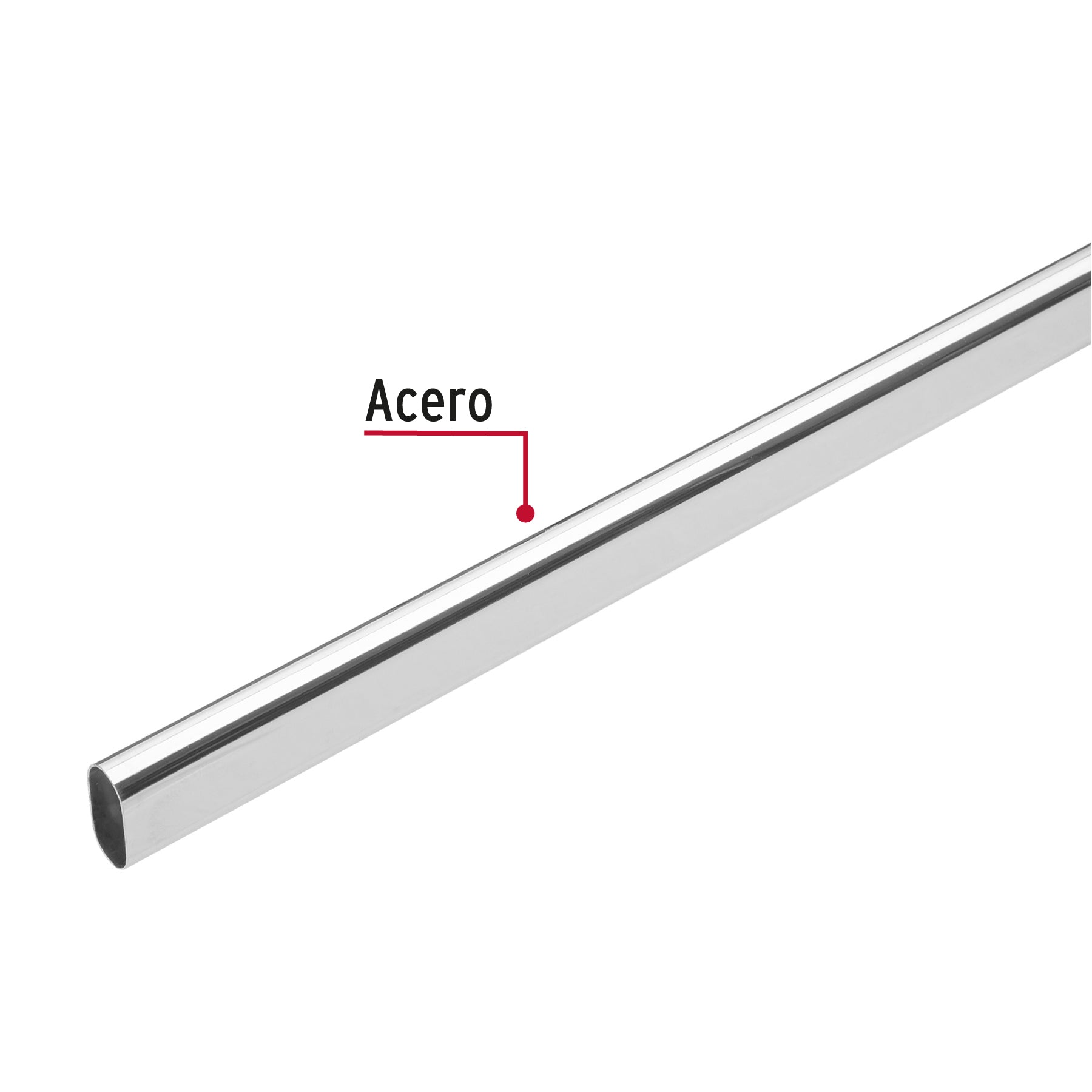 Tubo ovalado para clóset, 2.4 m, acero cromado, HERMEX