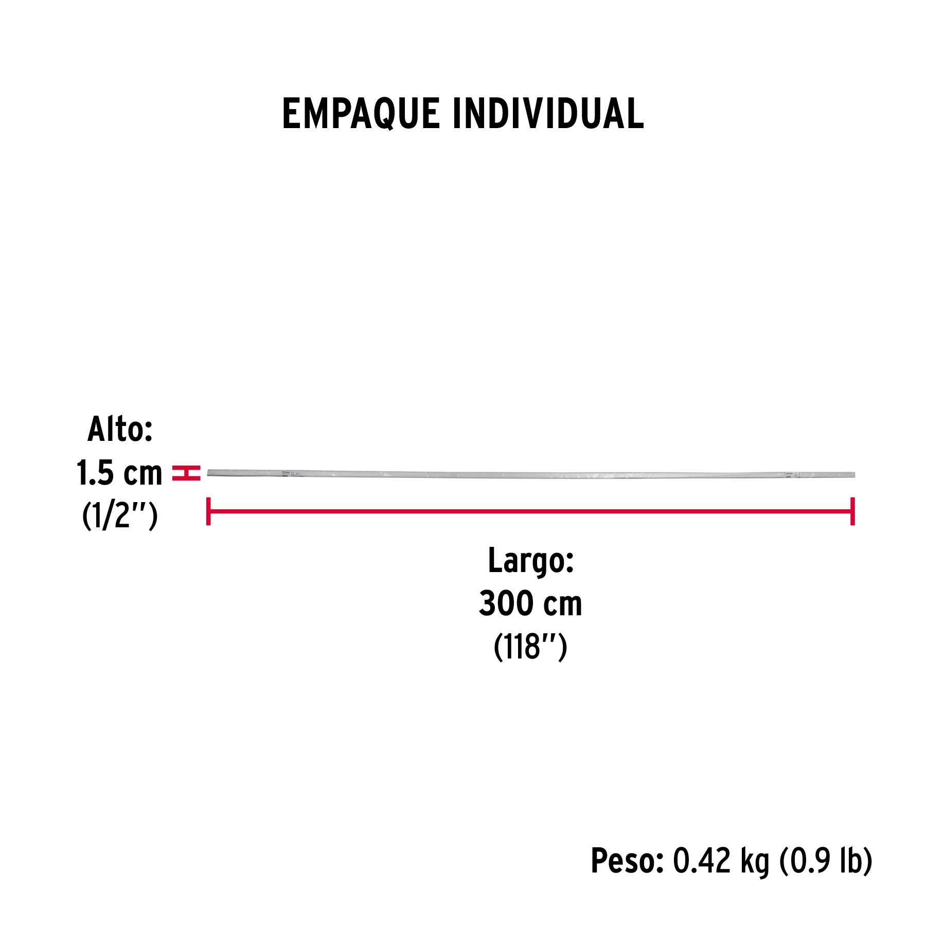Tubo ovalado para clóset, 3 m, aluminio, HERMEX - Empaque