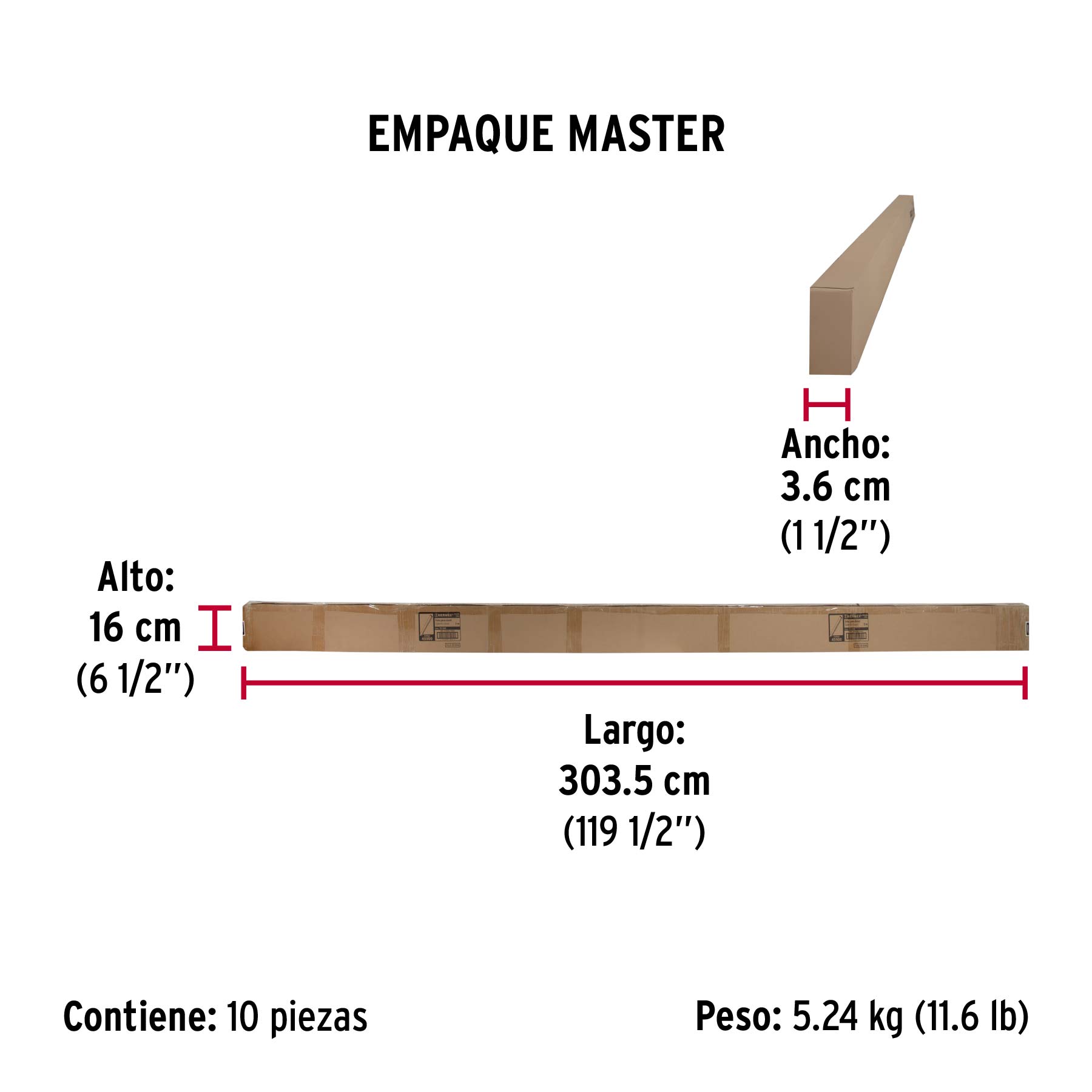 Tubo ovalado para clóset, 3 m, aluminio, HERMEX - Empaque