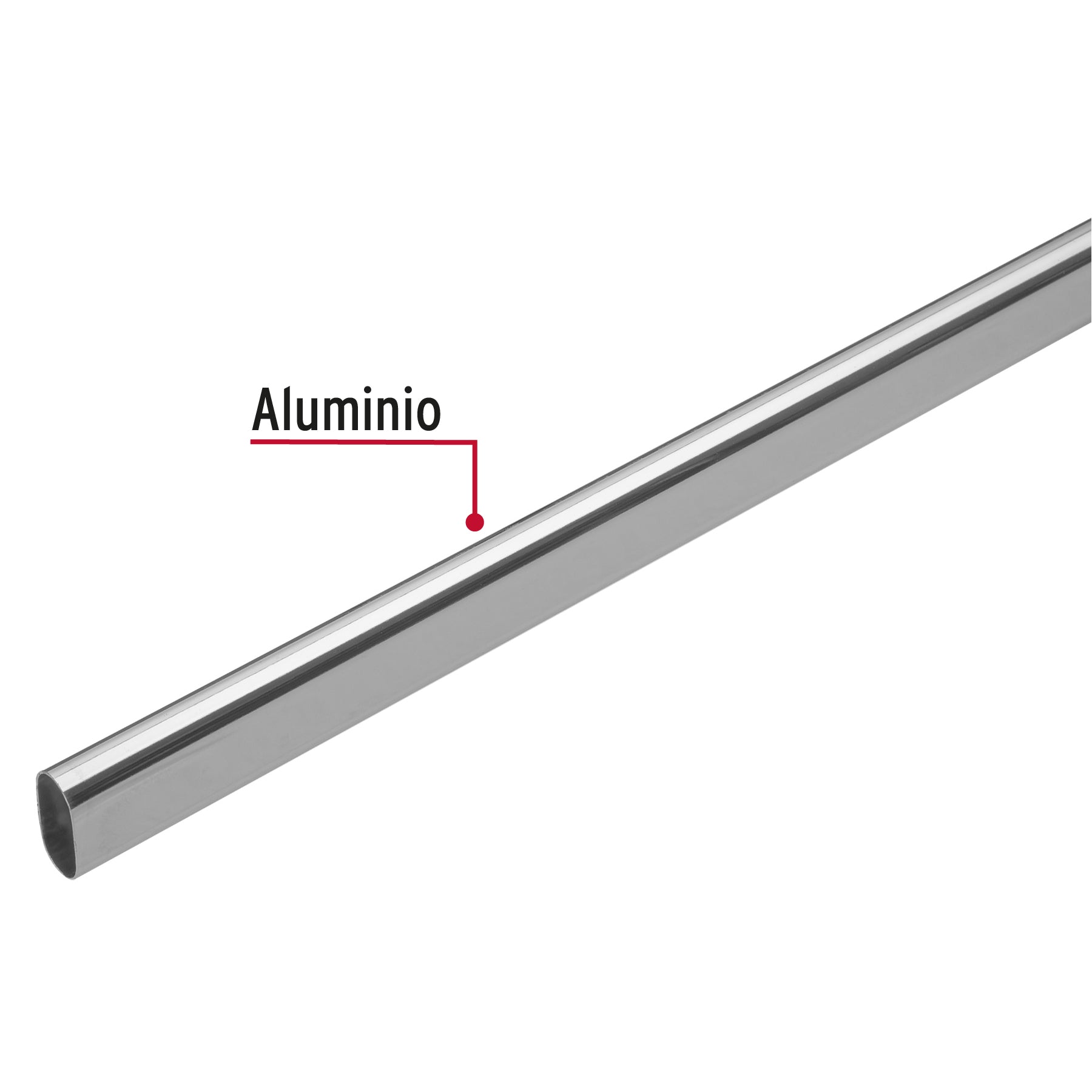 Tubo ovalado para clóset, 3 m, aluminio, HERMEX