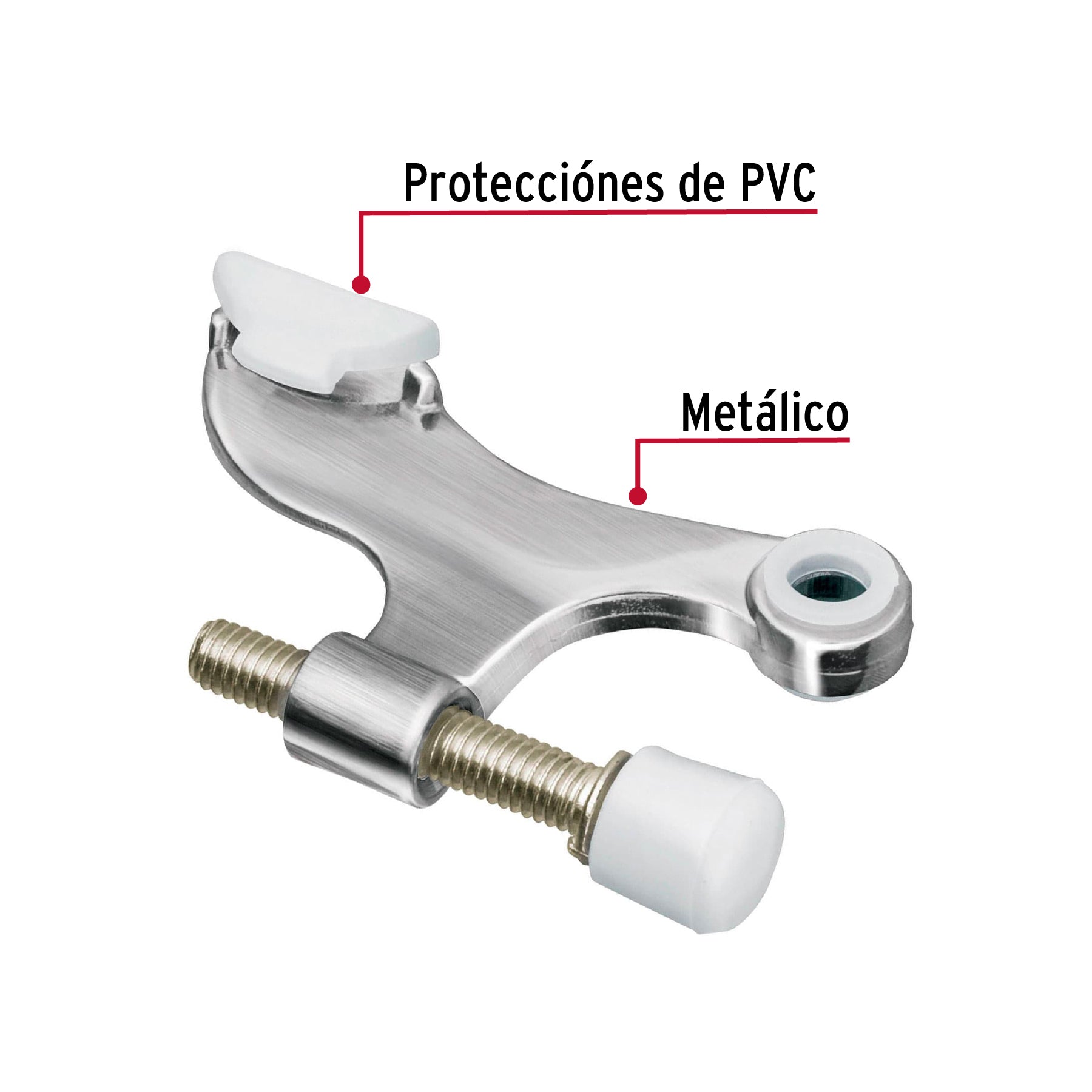 Tope de puerta para bisagra, acabado cromo mate, HERMEX
