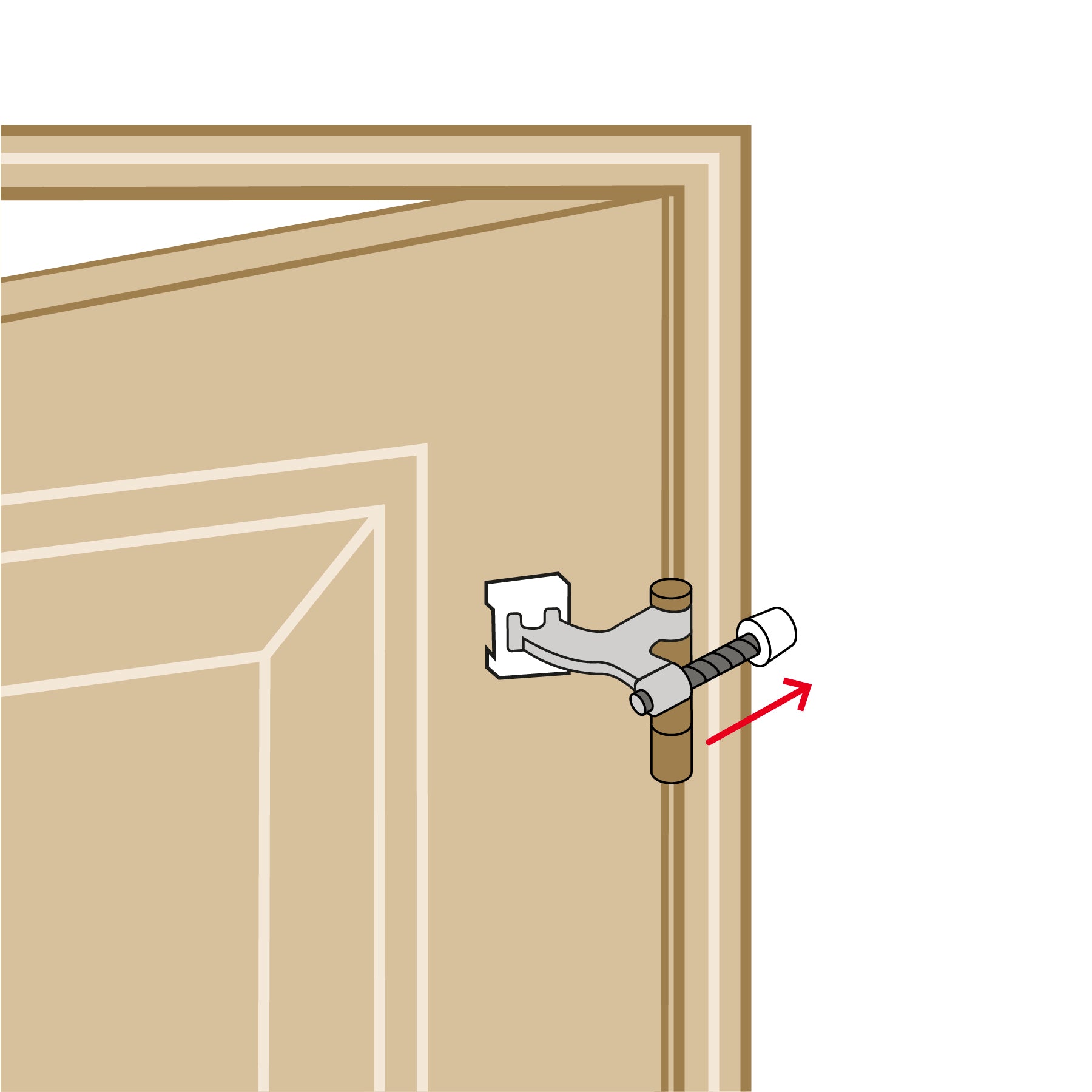 Tope de puerta para bisagra, acabado cromo mate, HERMEX