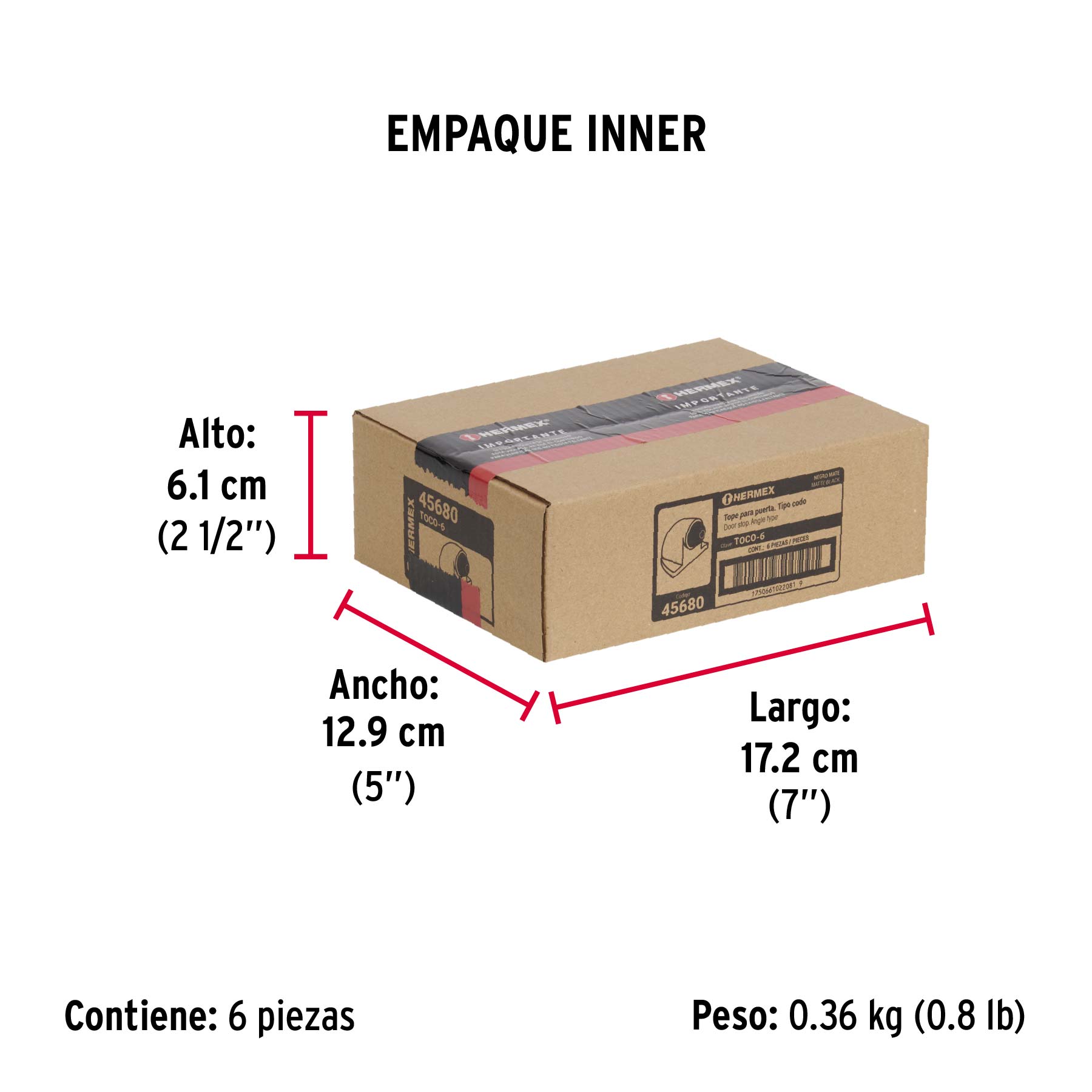 Tope tipo codo para puerta, acabado negro, HERMEX - Empaque