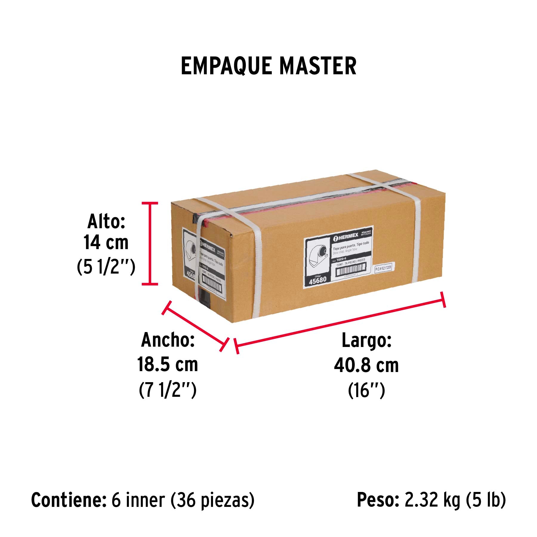 Tope tipo codo para puerta, acabado negro, HERMEX - Empaque