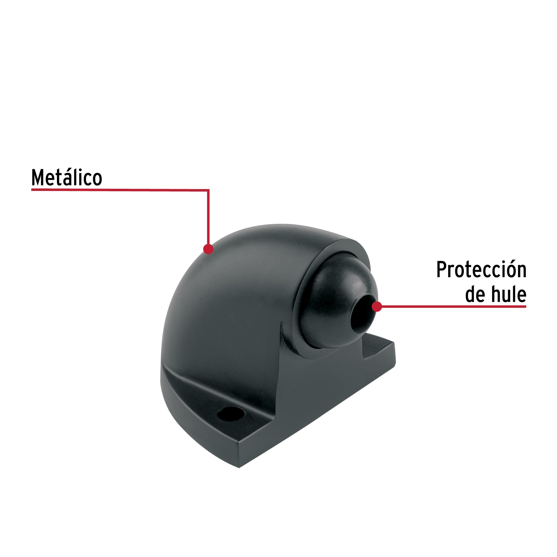 Tope tipo codo para puerta, acabado negro, HERMEX