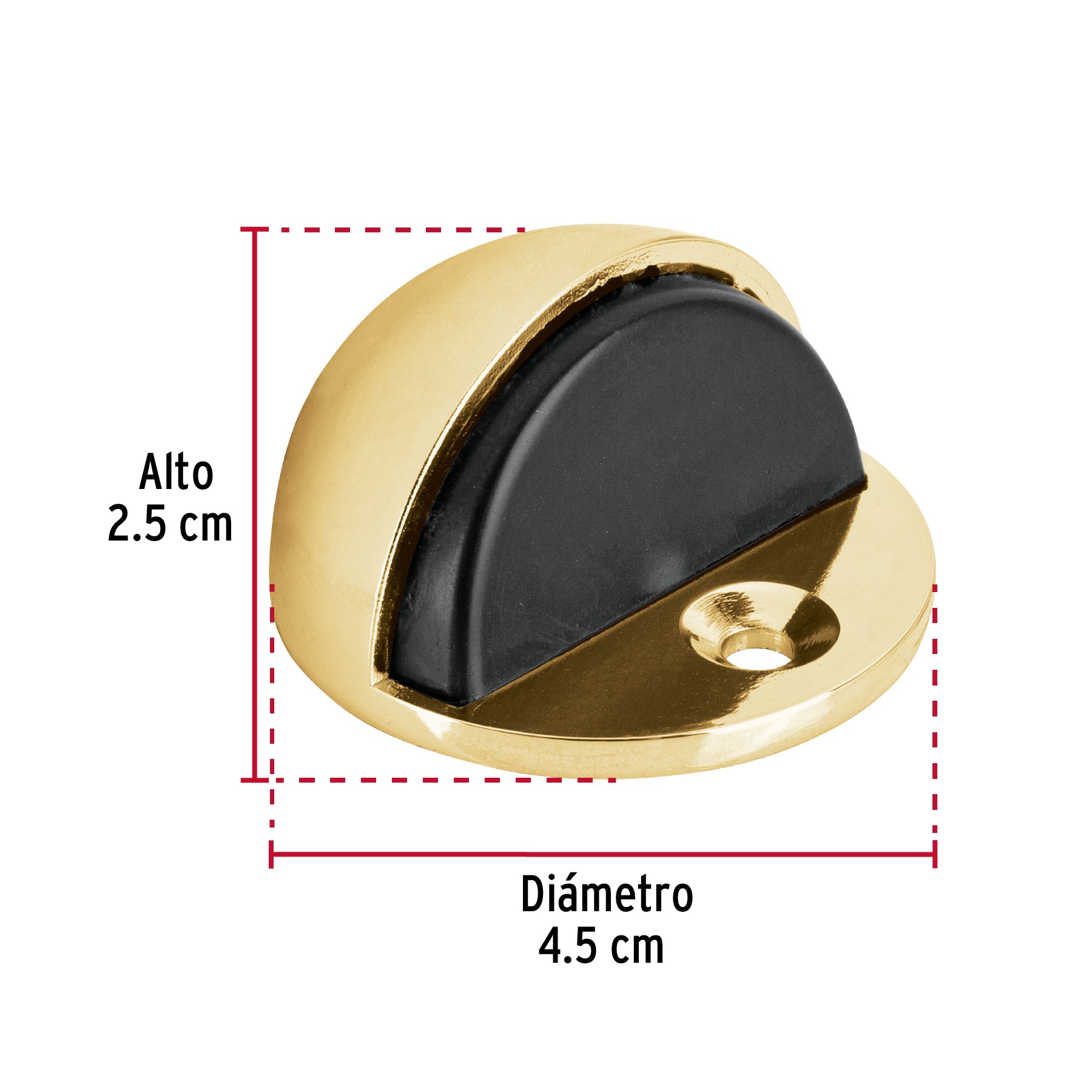 Tope tipo domo para puerta, acabado latón brillante, HERMEX