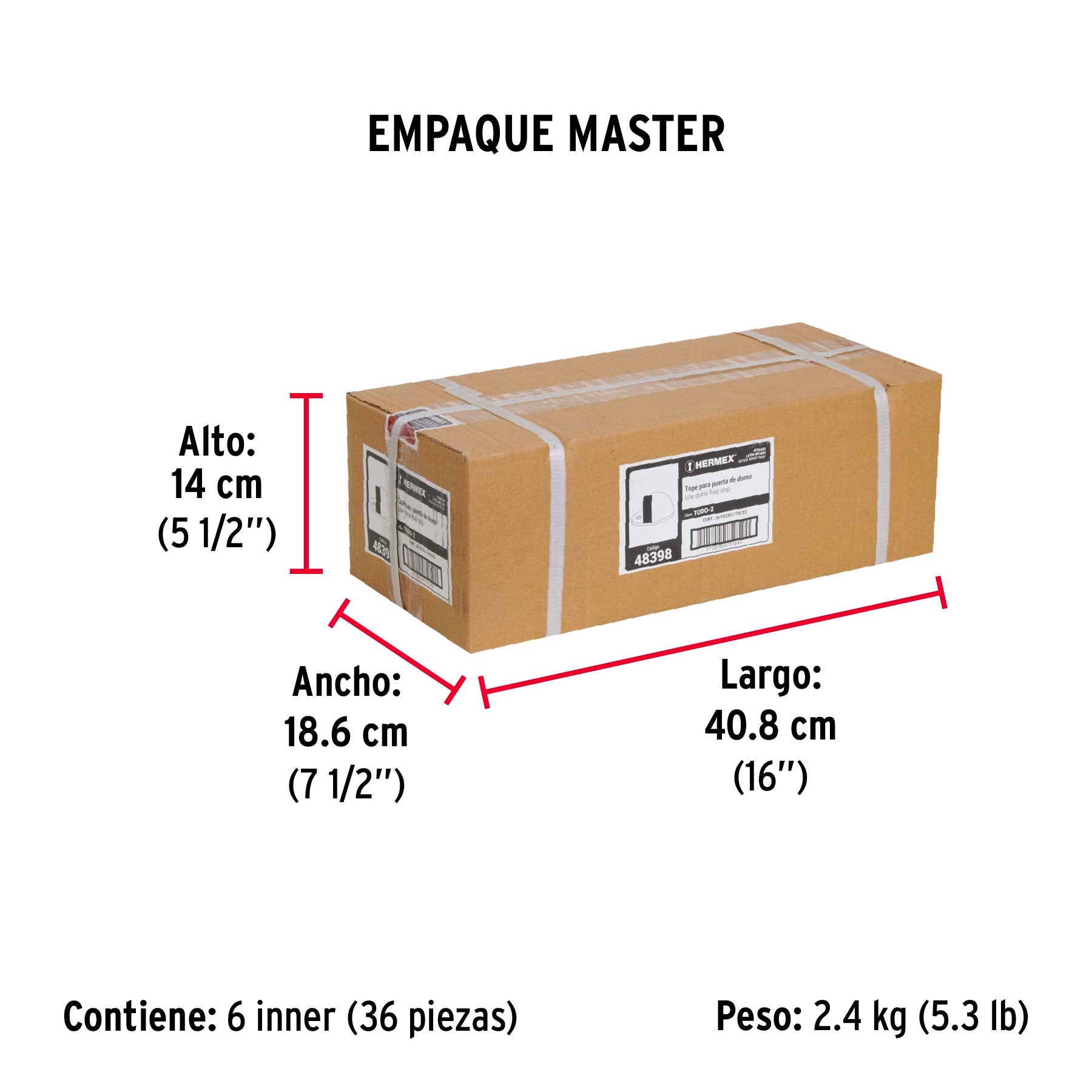 Tope tipo domo para puerta, acabado latón antiguo, HERMEX - Empaque