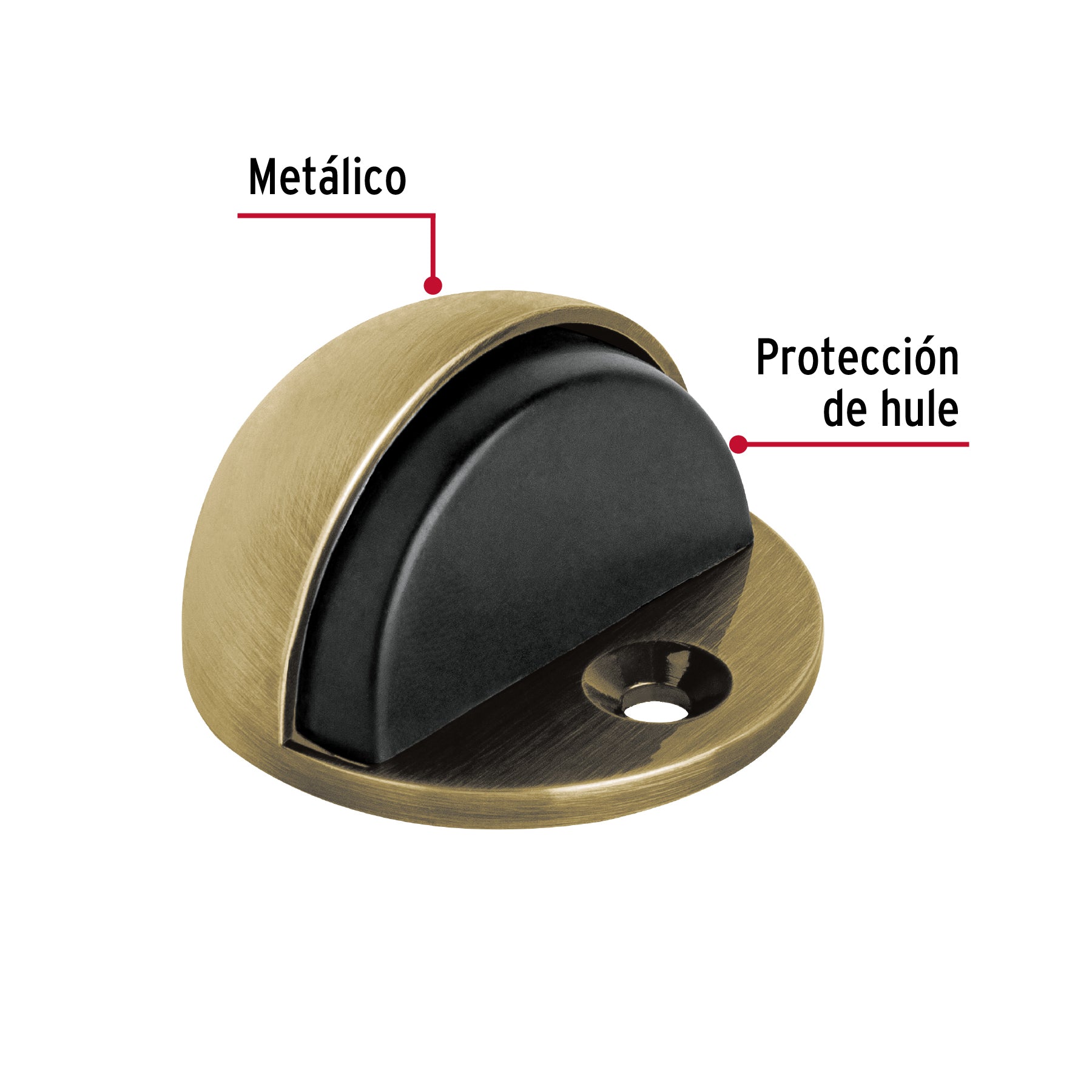 Tope tipo domo para puerta, acabado latón antiguo, HERMEX