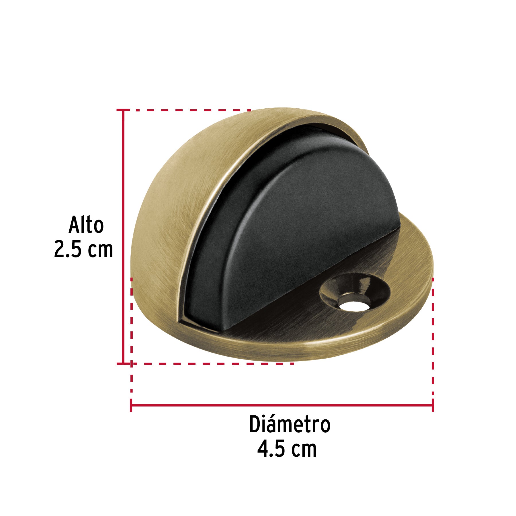 Tope tipo domo para puerta, acabado latón antiguo, HERMEX