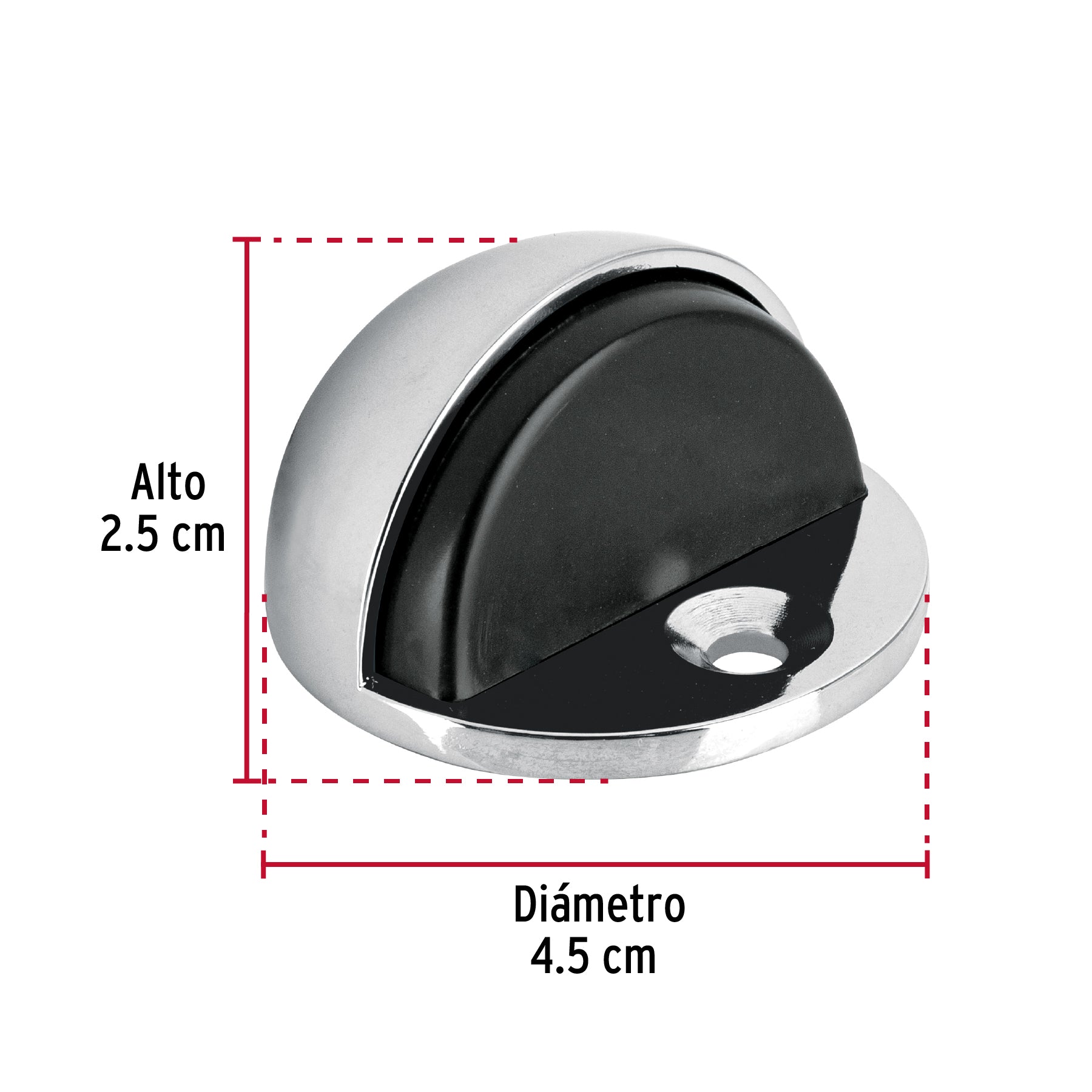 Tope tipo domo para puerta, acabado cromo, HERMEX