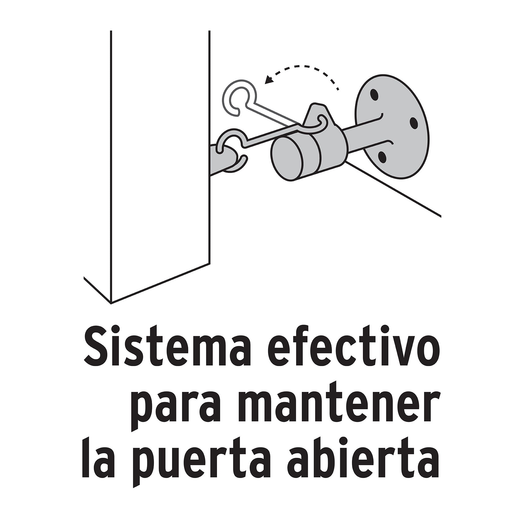 Tope metálico para puerta con gancho, HERMEX