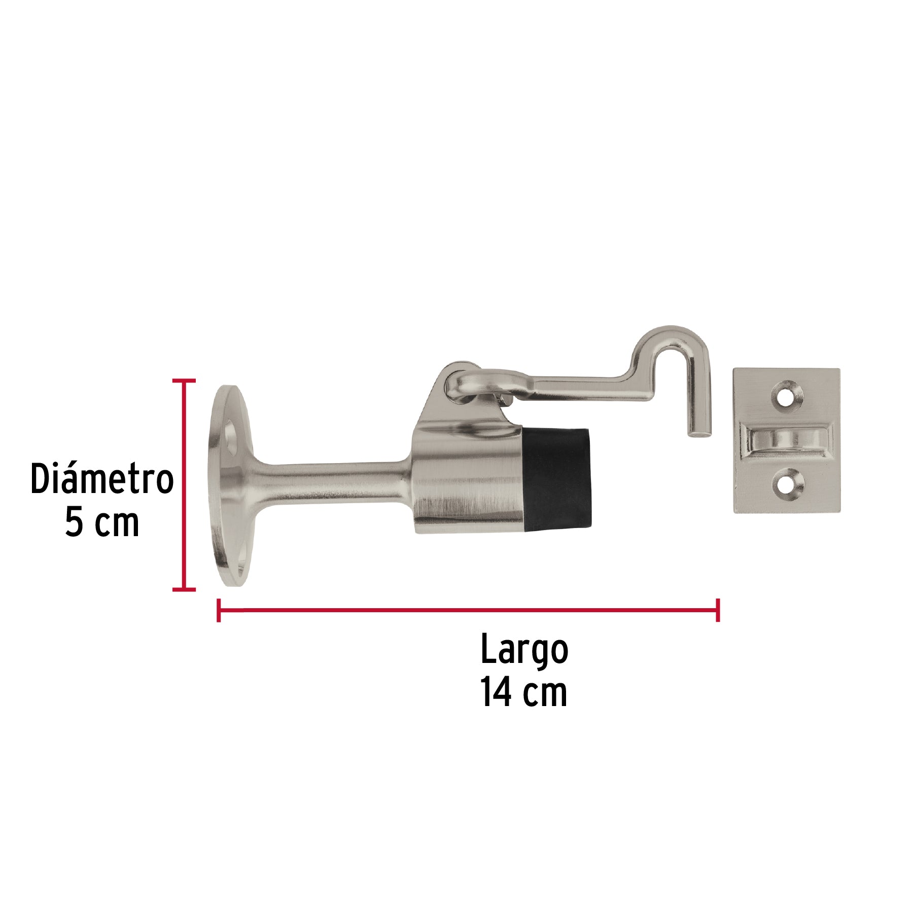 Tope metálico para puerta con gancho, HERMEX