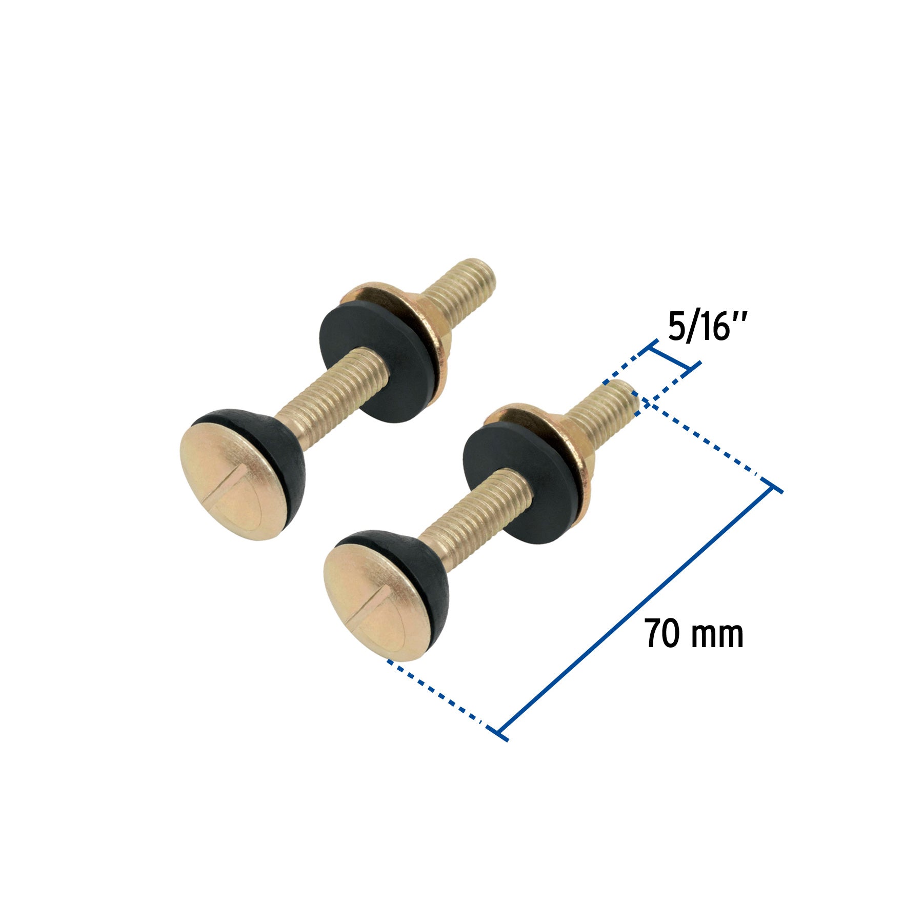 Bolsa con 2 tornillos 5/16" x 70 mm para tanque de WC a base