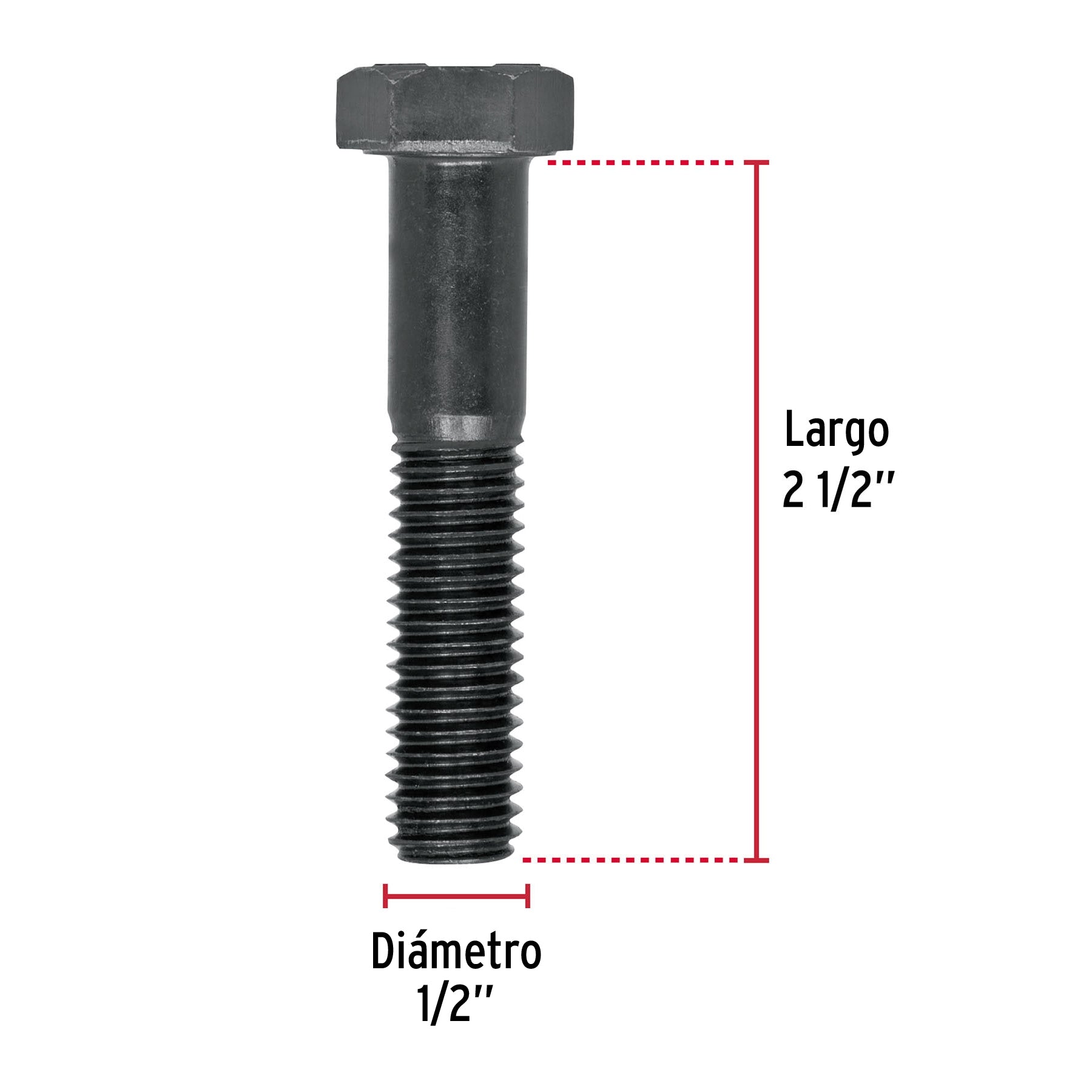 Bolsa con 20 tornillos 1/2" x 2-1/2" acero grado 5, FIERO