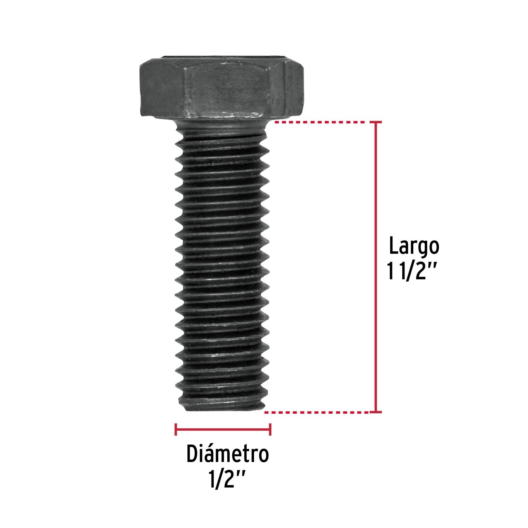 Bolsa con 30 tornillos 1/2" x 1-1/2" acero grado 5, FIERO