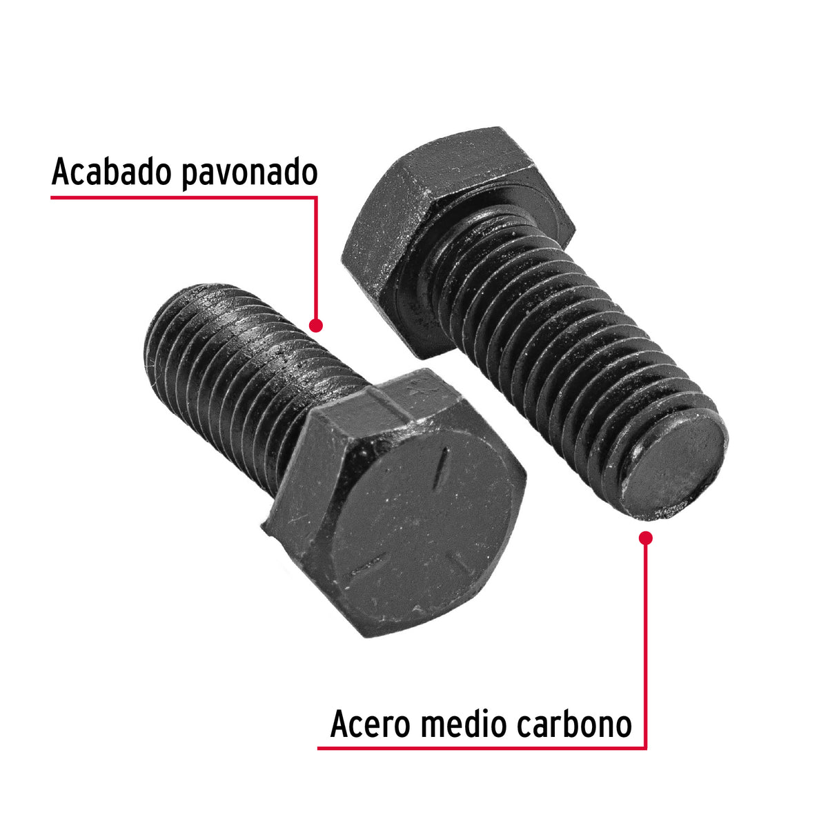 Bolsa con 40 tornillos 1/2" x 1-1/4" acero grado 5, FIERO