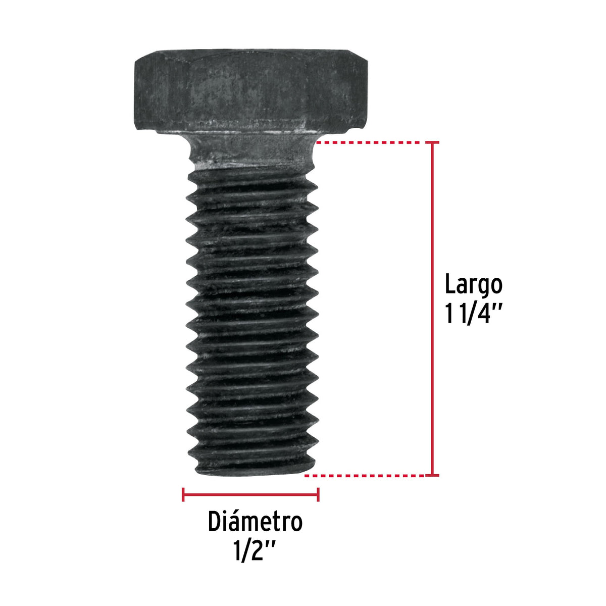 Bolsa con 40 tornillos 1/2" x 1-1/4" acero grado 5, FIERO