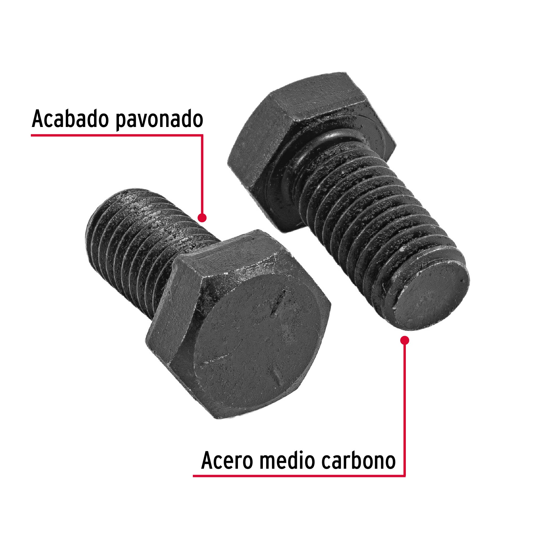 Bolsa con 40 tornillos 1/2" x 1" acero grado 5, FIERO