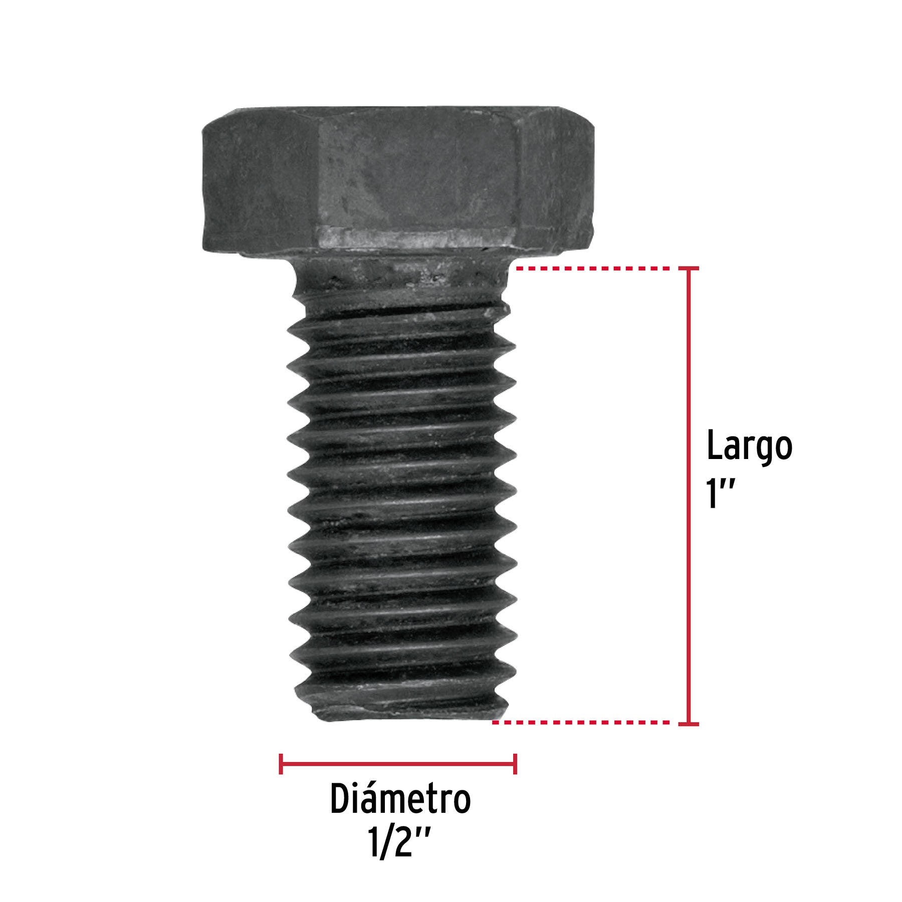 Bolsa con 40 tornillos 1/2" x 1" acero grado 5, FIERO