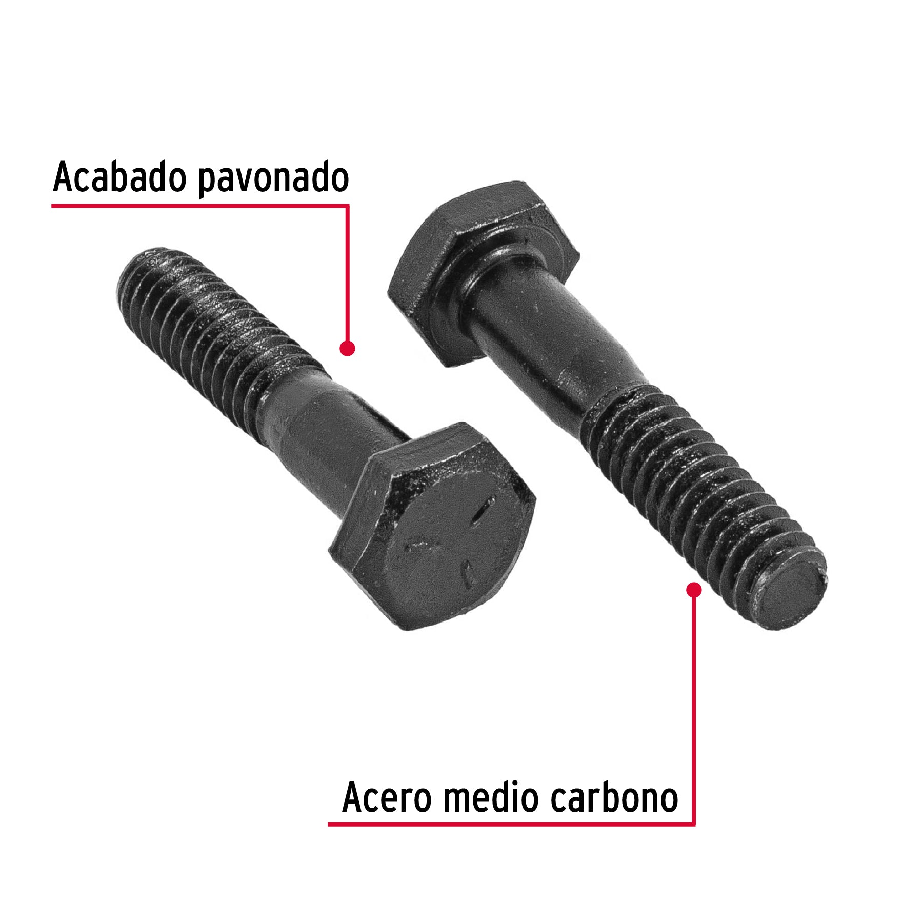 Bolsa con 30 tornillos 1/2" x 2" acero grado 5, FIERO