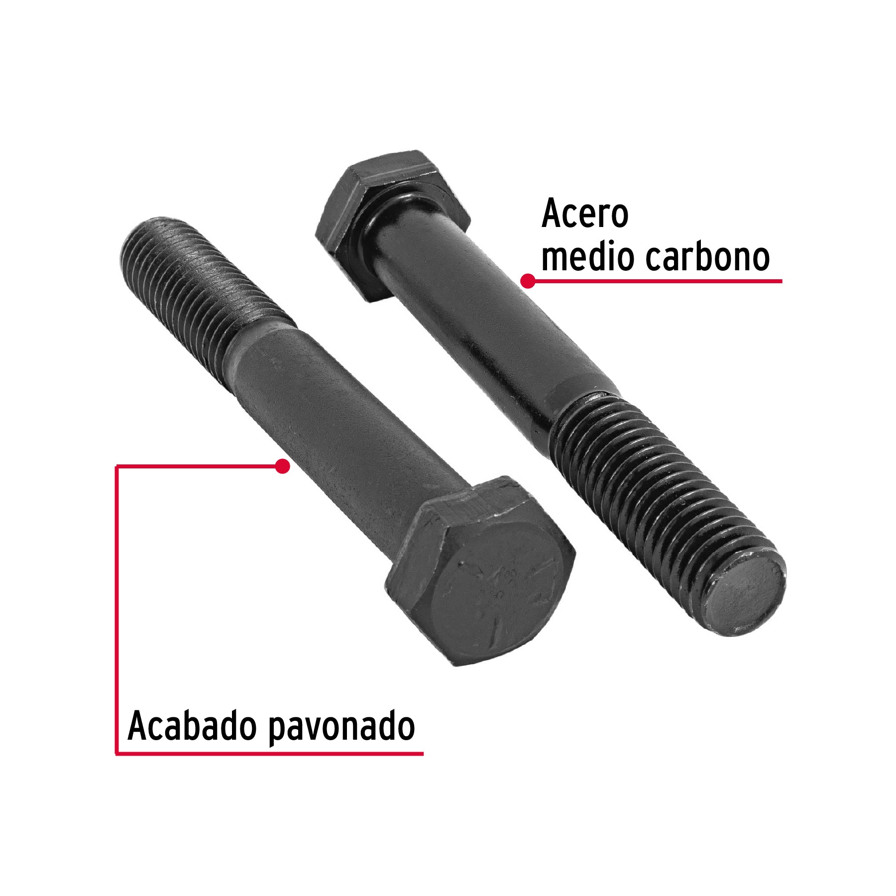 Bolsa con 20 tornillos 1/2" x 3-1/2" acero grado 5, FIERO