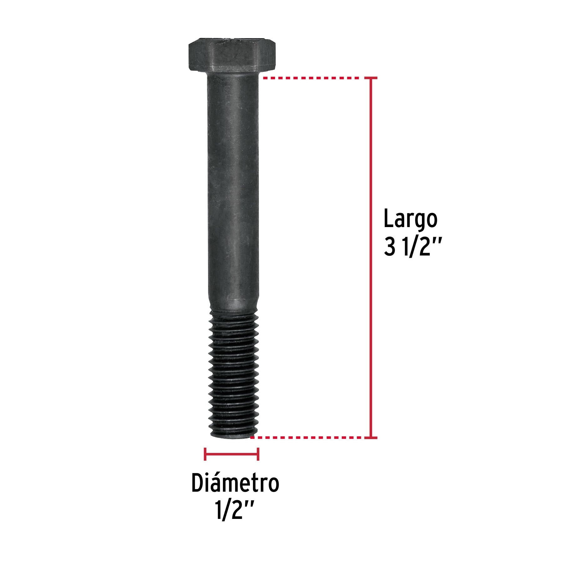 Bolsa con 20 tornillos 1/2" x 3-1/2" acero grado 5, FIERO