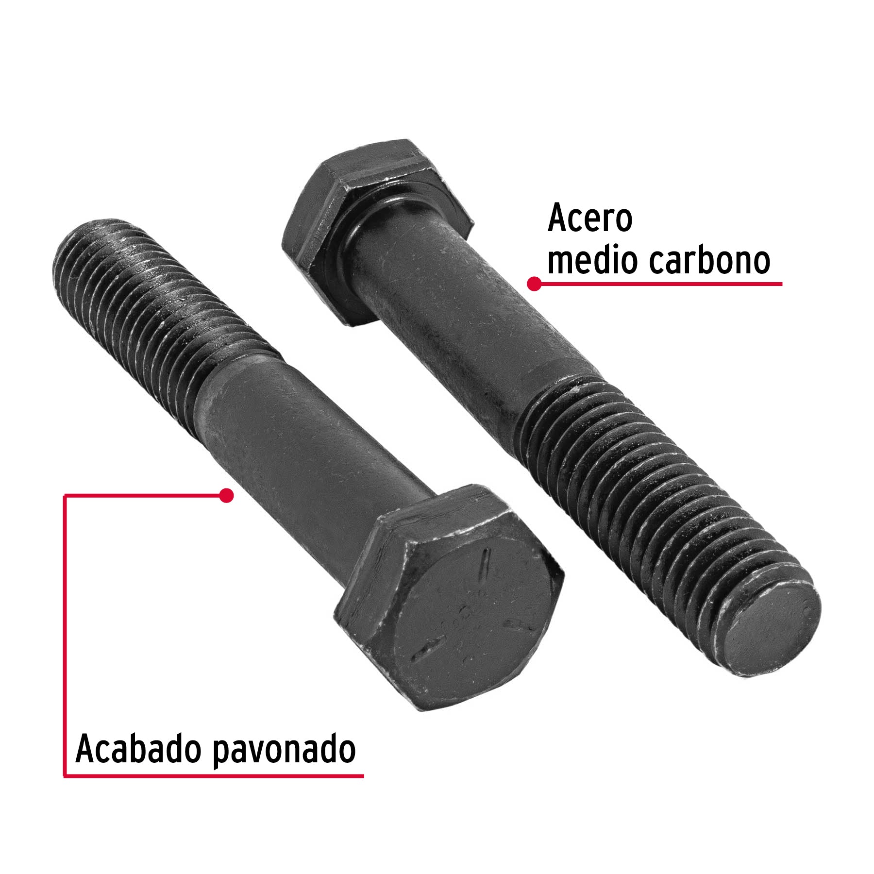 Bolsa con 20 tornillos 1/2" x 3" acero grado 5, FIERO